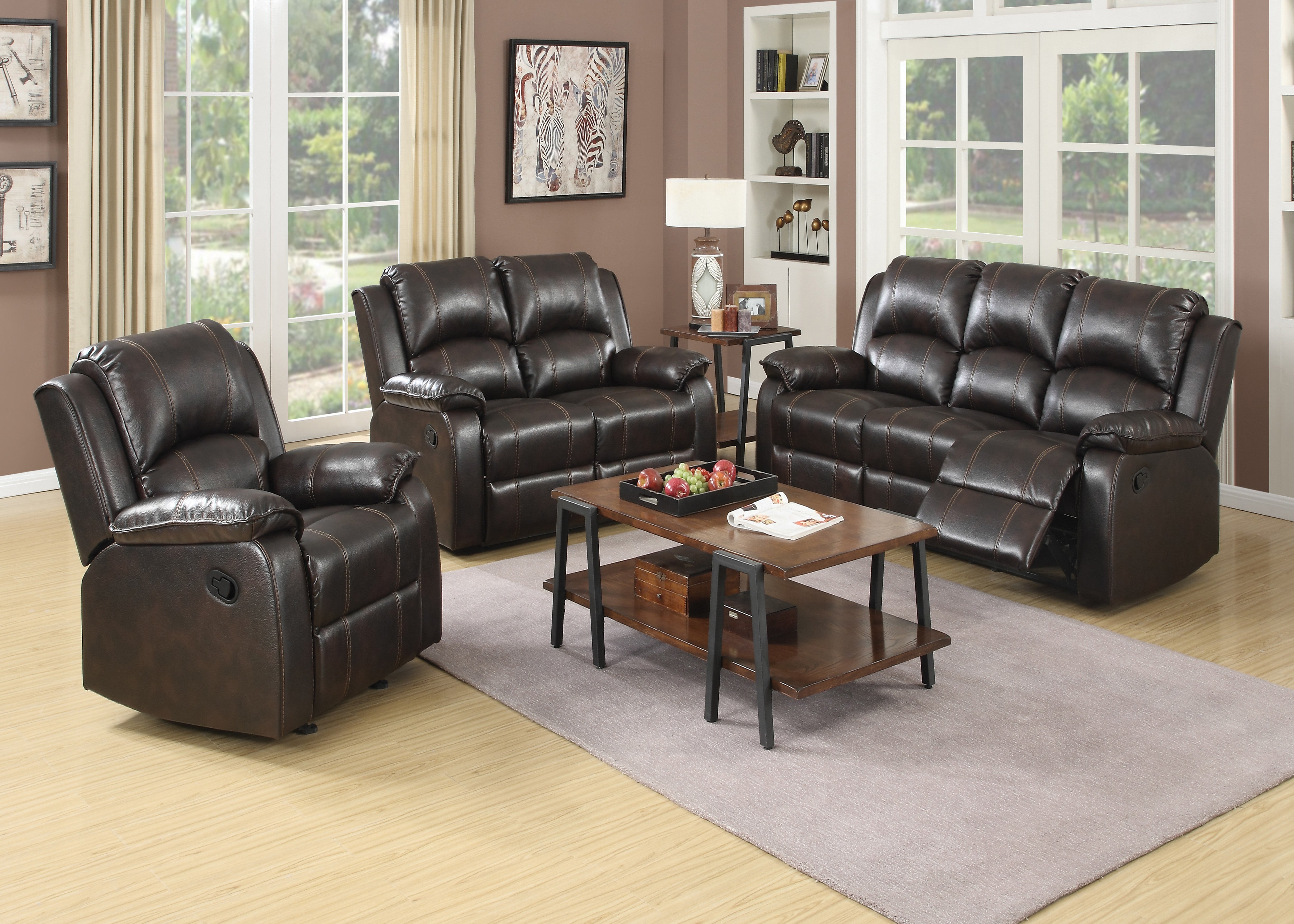 Maxia Recliner Living Room Set, Sofa Loveseat Armchair