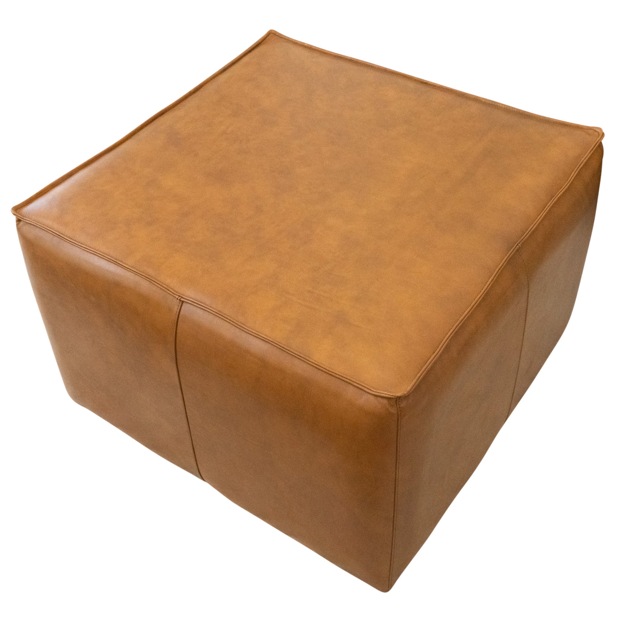 Kalila Tan Leather Ottoman 31"