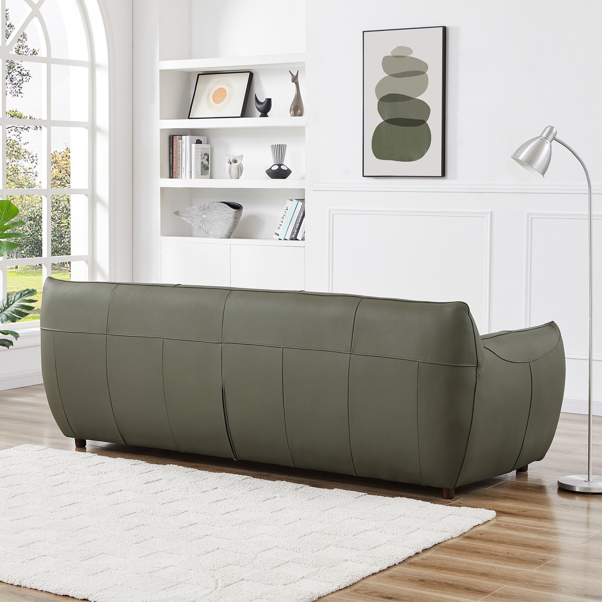 Hucks Leather Sofa Olive Green