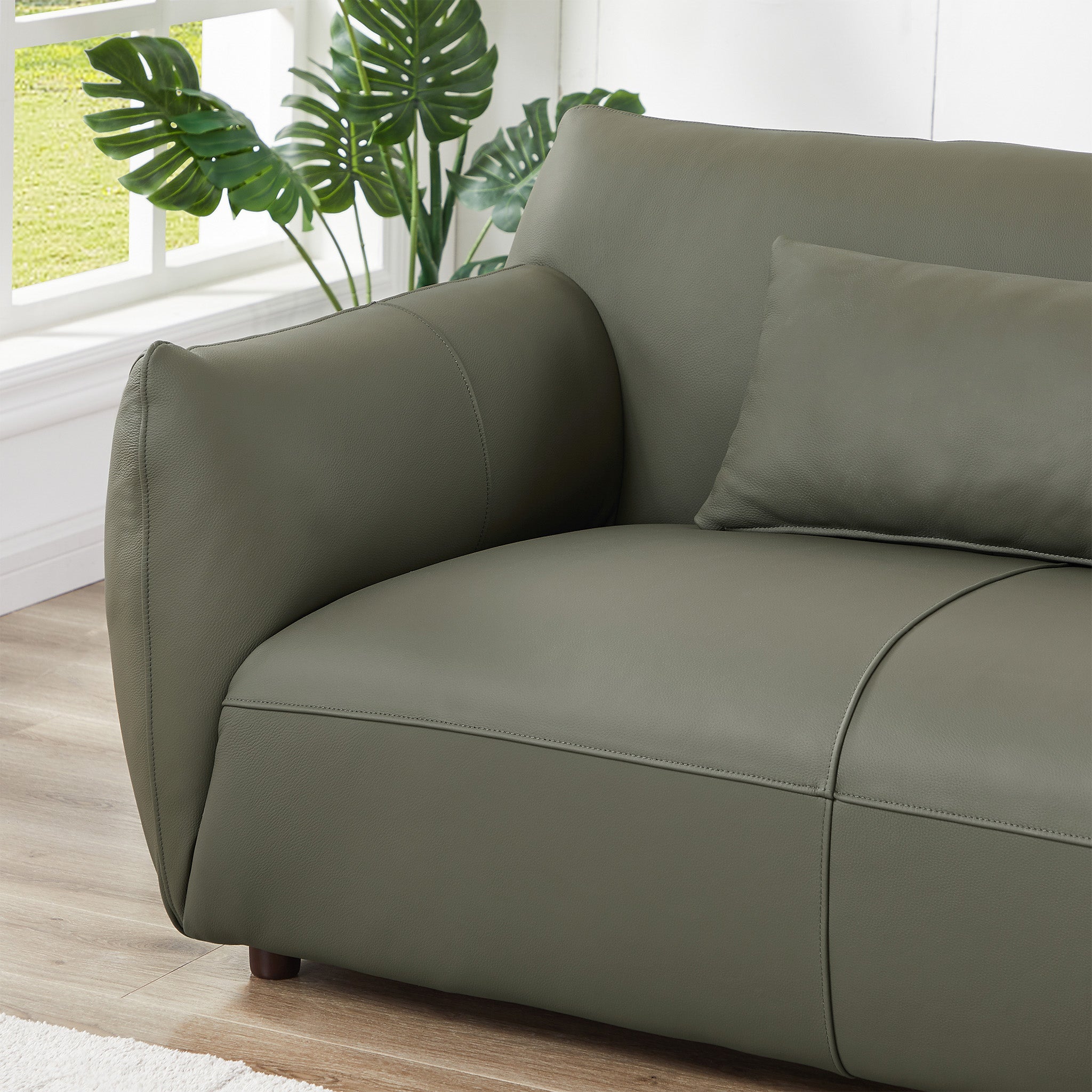 Hucks Leather Sofa Olive Green