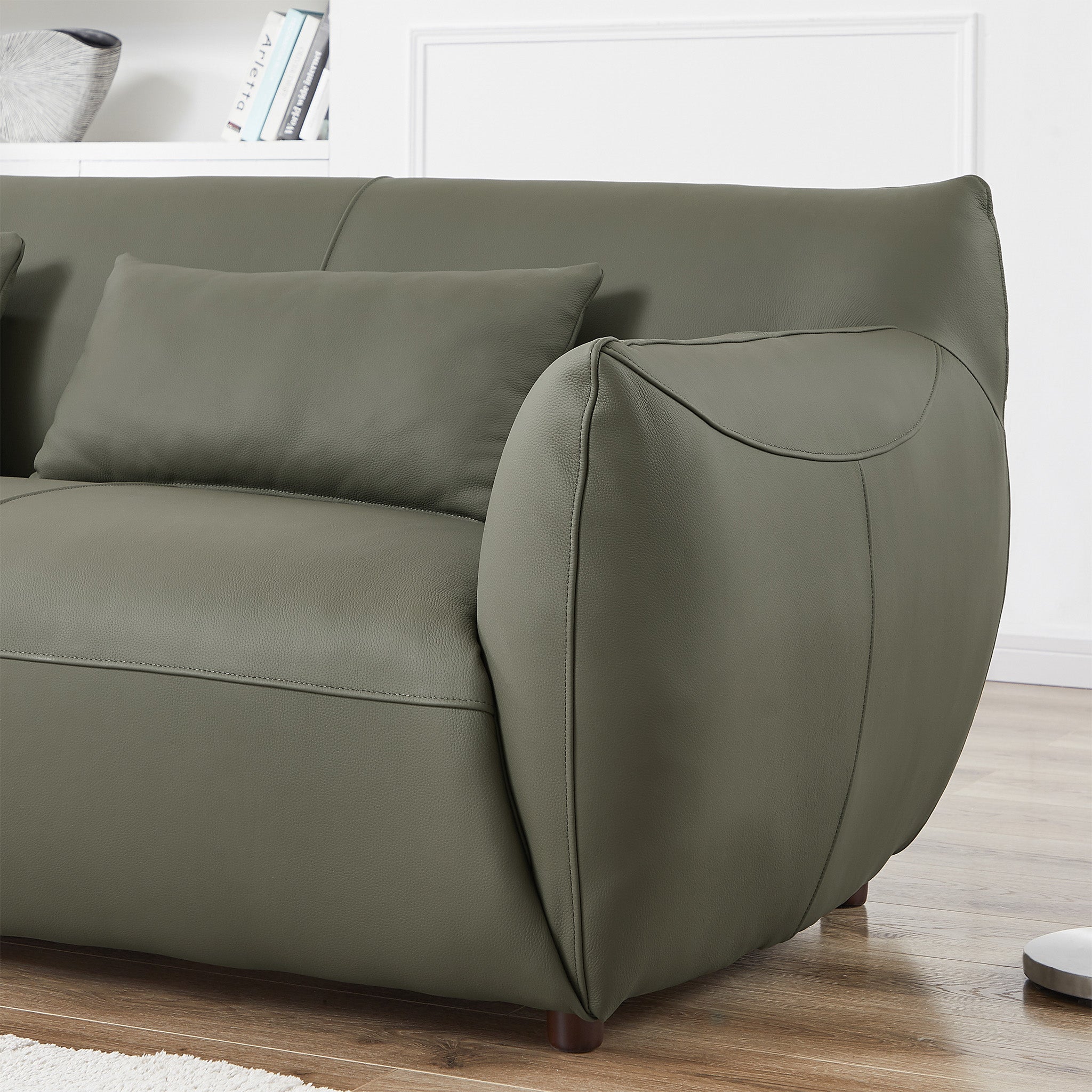 Hucks Leather Sofa Olive Green