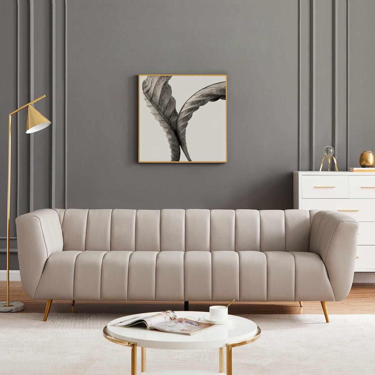 Clodine Sofa Grey Leather