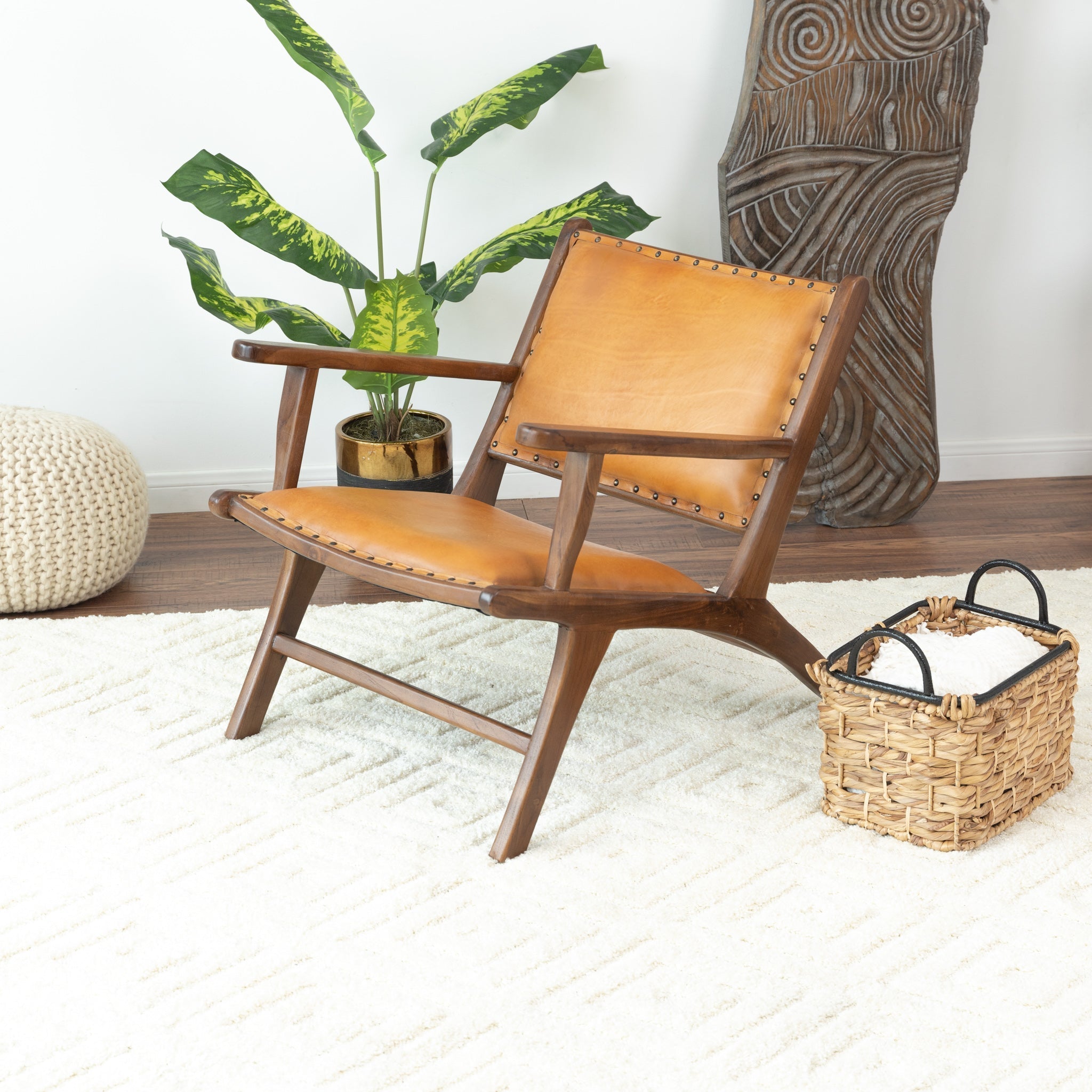 Makasar Leather Arm Chair