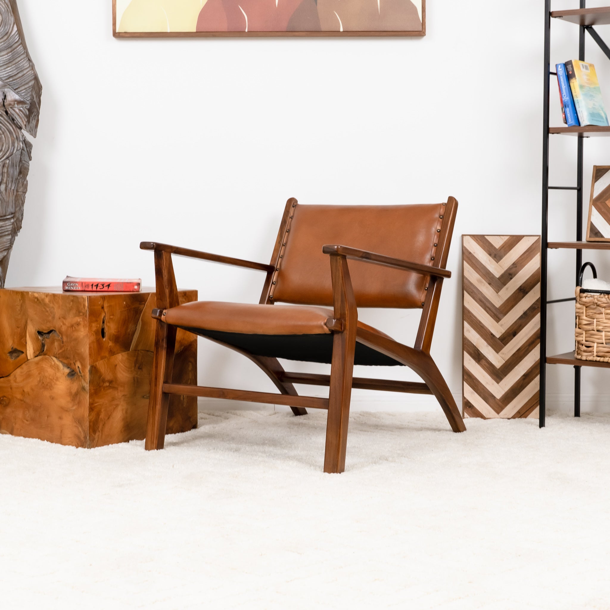 Malawi Tan Leather Arm Chair