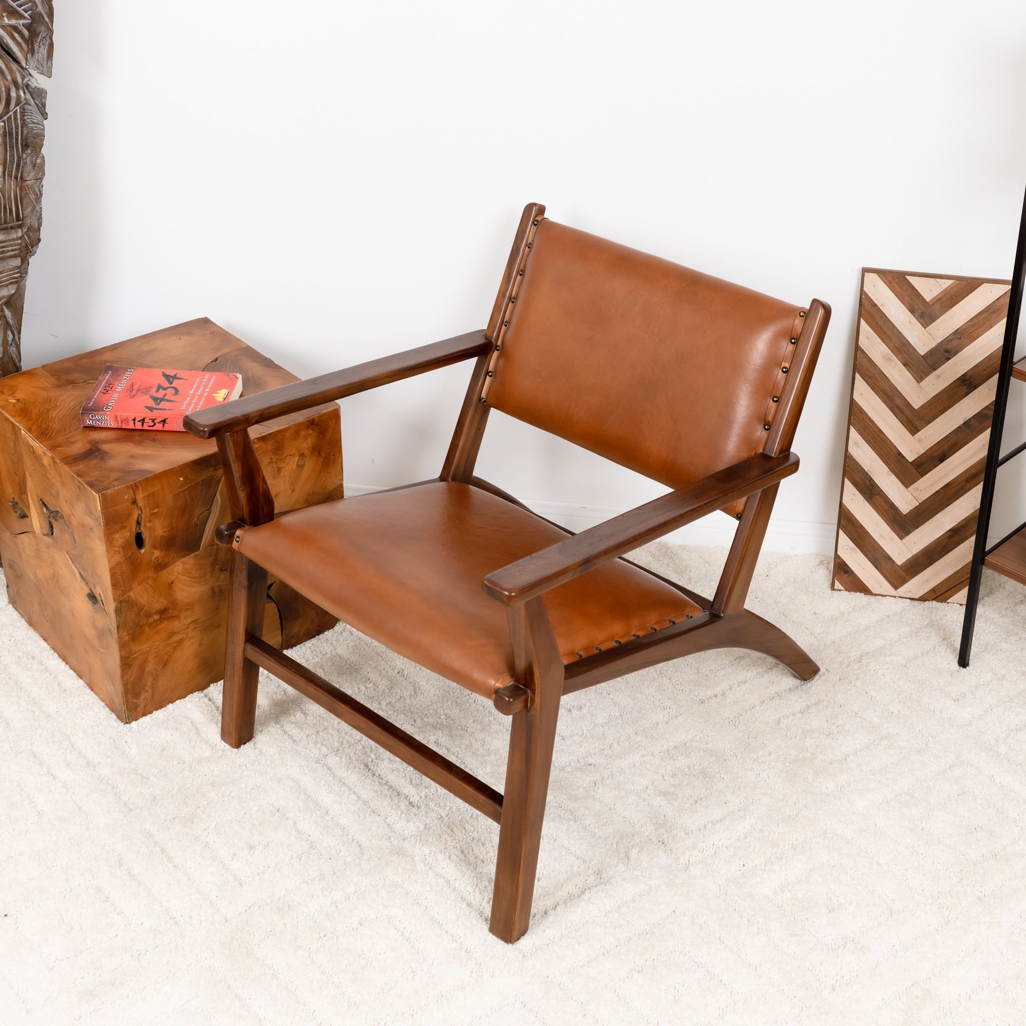 Malawi Tan Leather Arm Chair