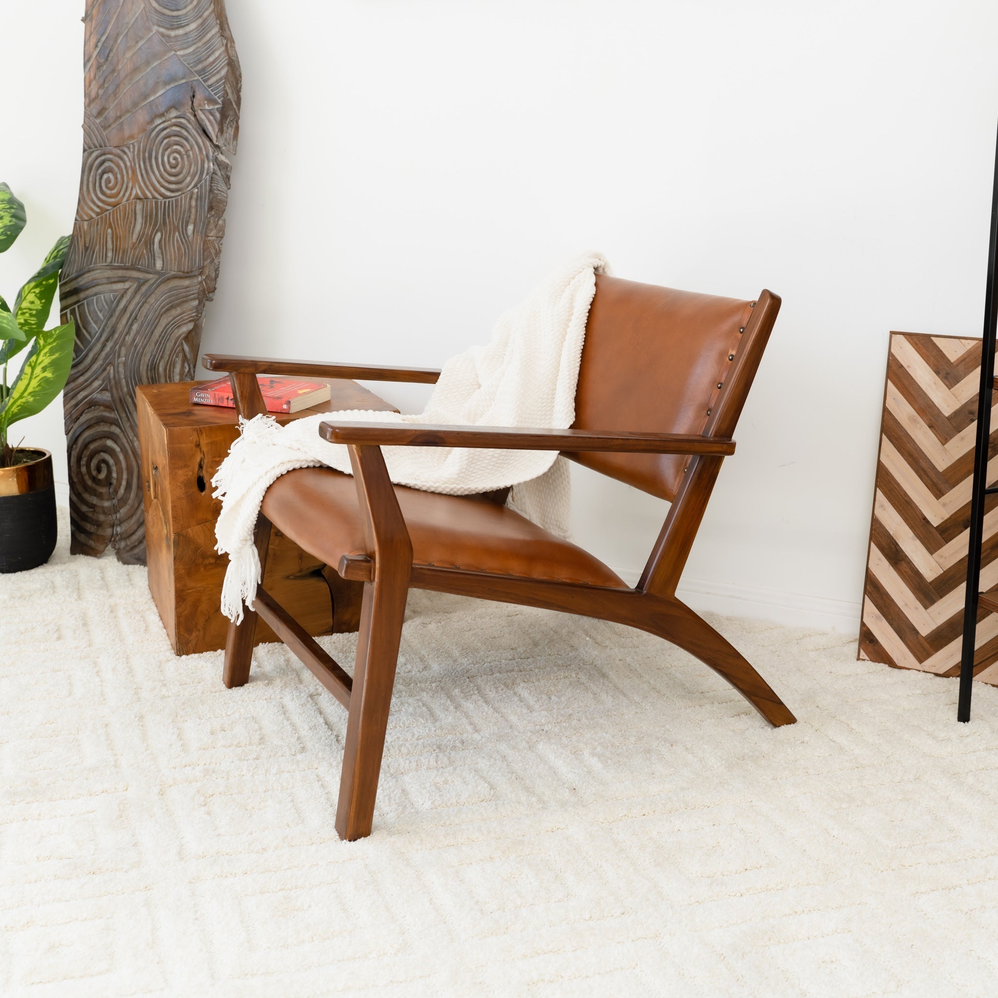 Malawi Tan Leather Arm Chair