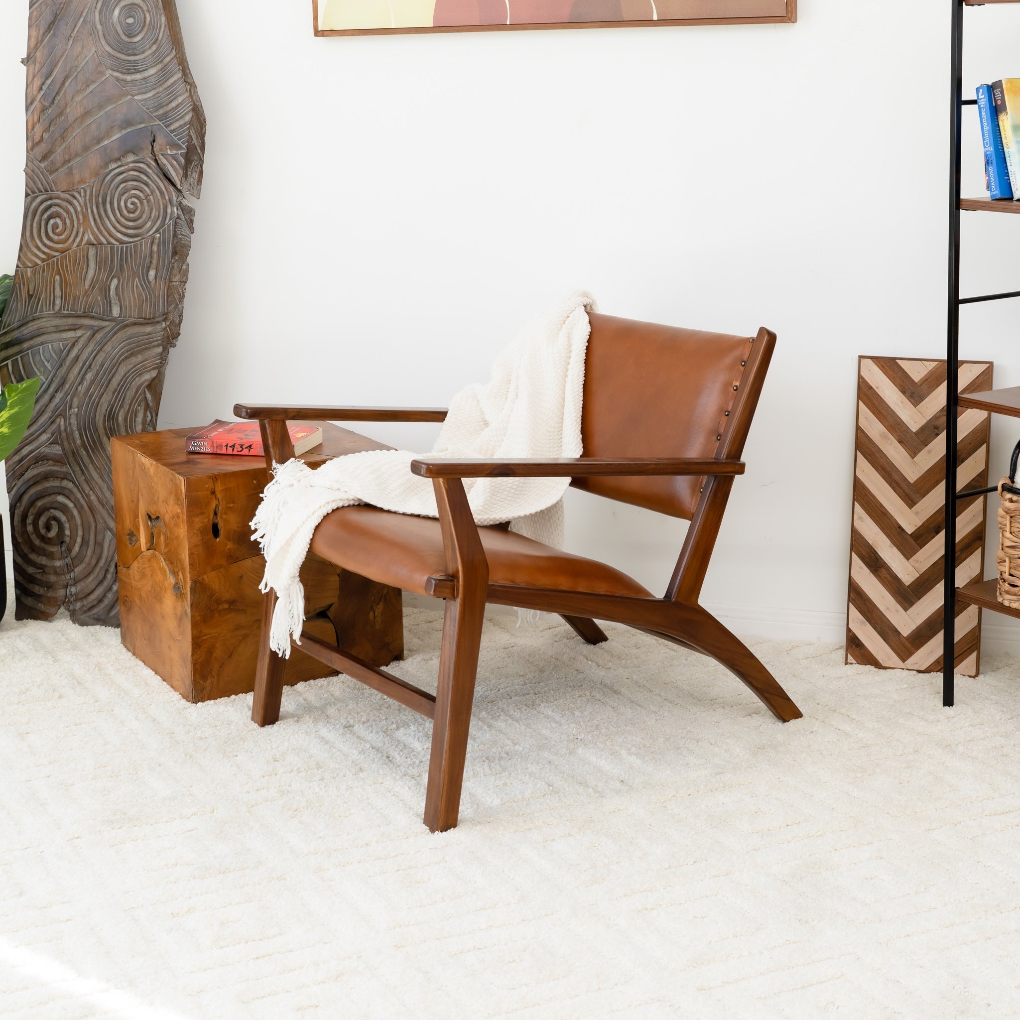 Malawi Tan Leather Arm Chair