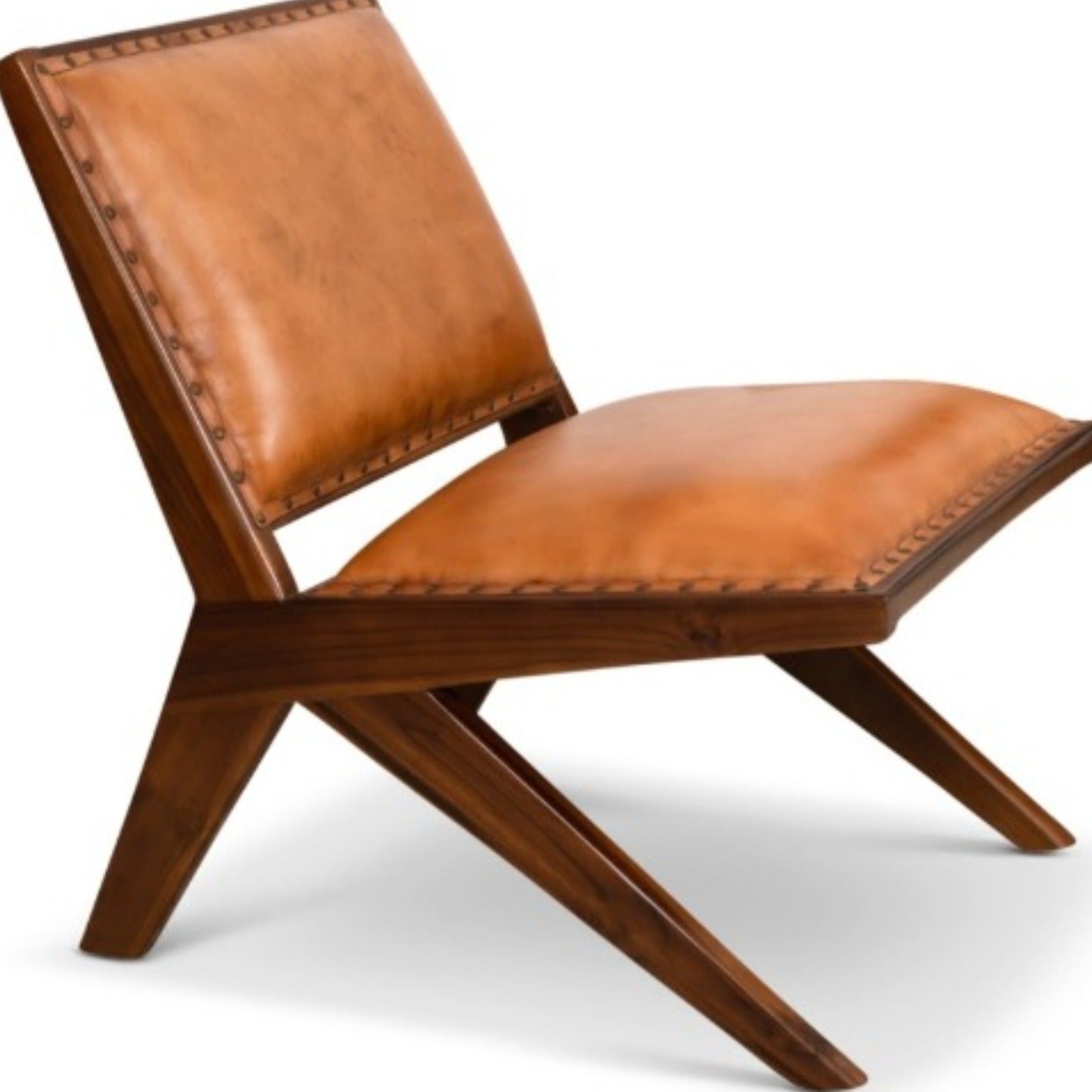 Samaloni Leather Lounge Chair Antique Tan