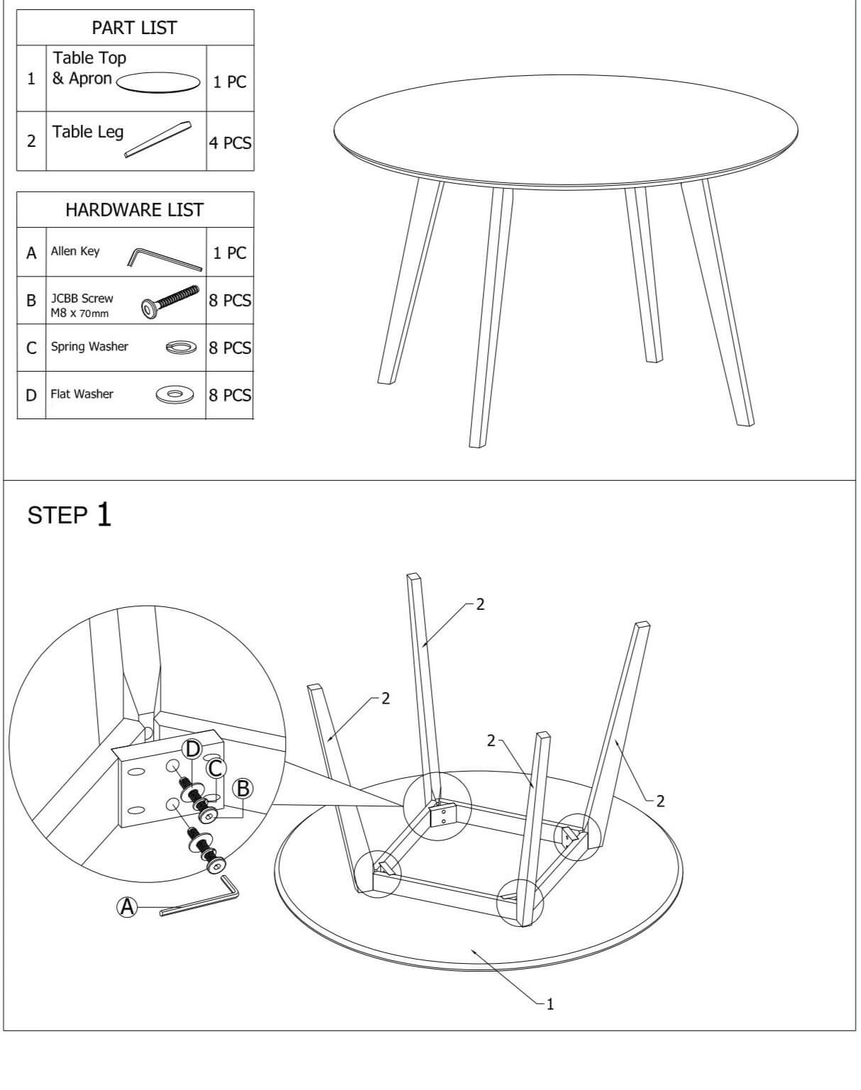 Aliana Dining set with 4 Ohio Light Gray Chairs White