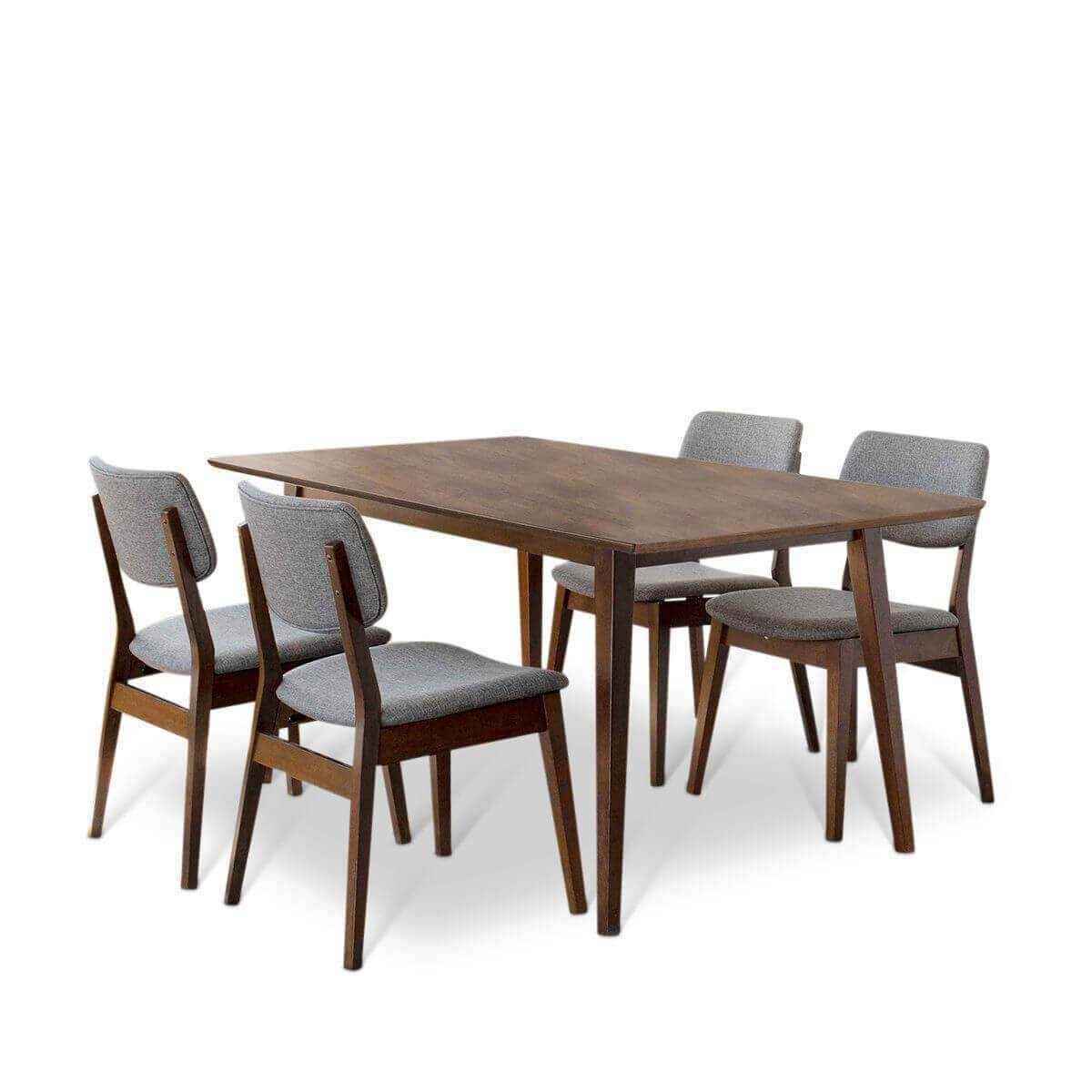 Alpine Large Dining set with 4 Abott Dining Chairs Walnut