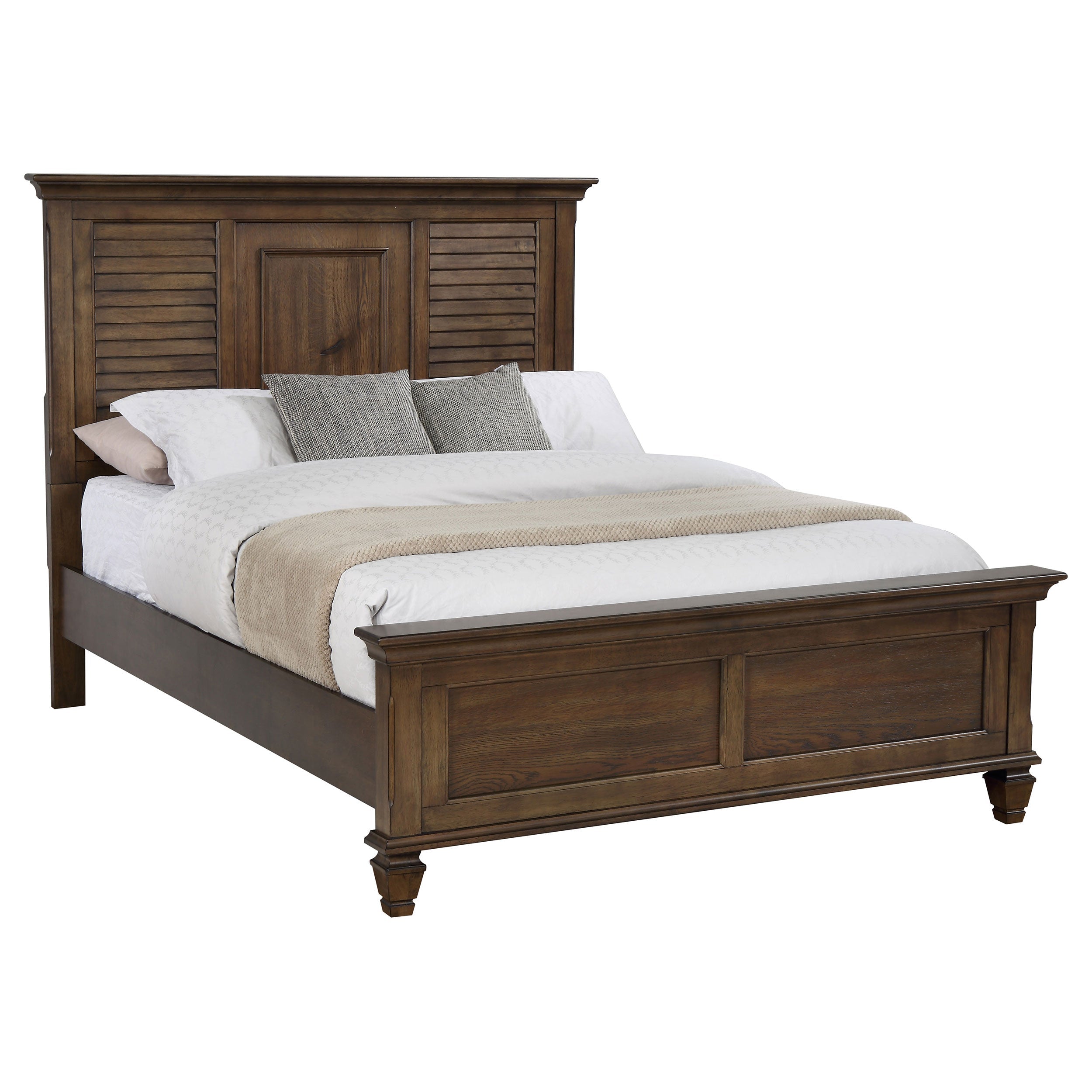 Franco Rustic Vibe & Tropical Design Bed Eastern King Burnished Oak Panel