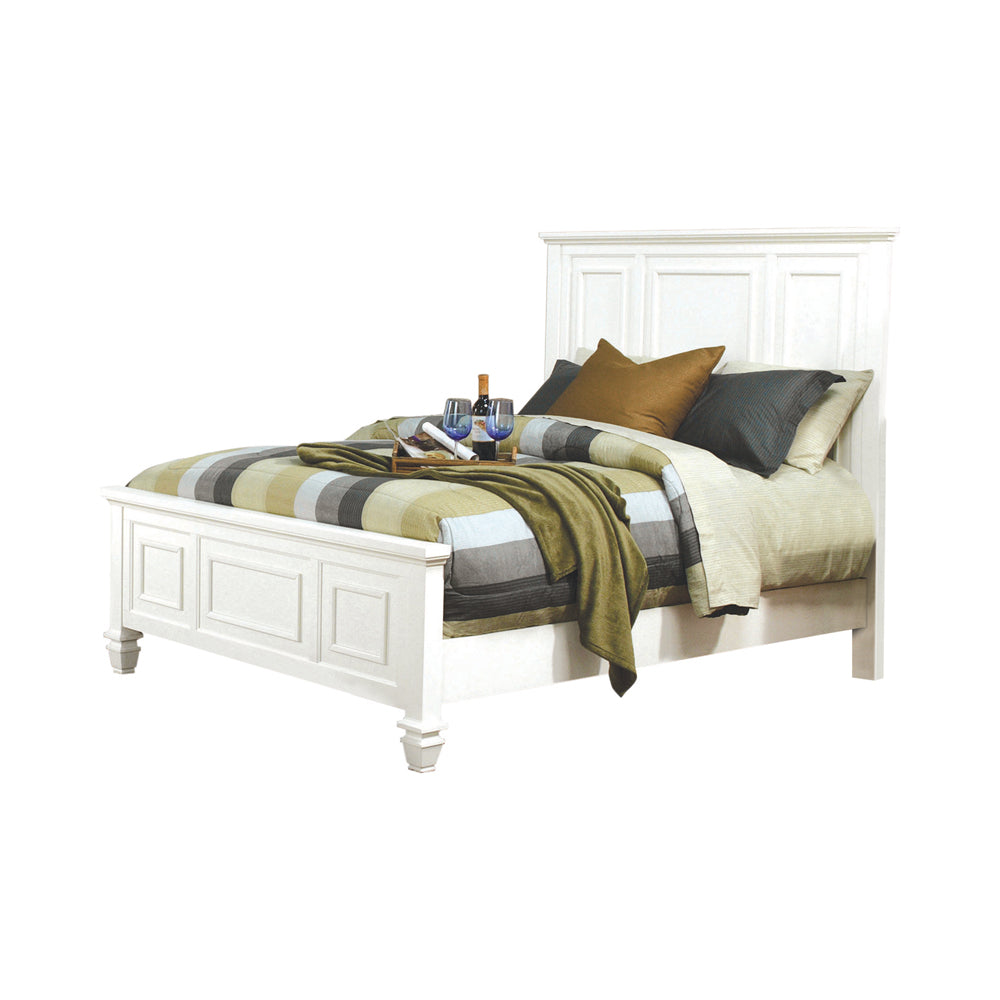 Sandy Decor Style & Color Motif Stately Design Beach Bed Eastern King Cream White With High Headboard