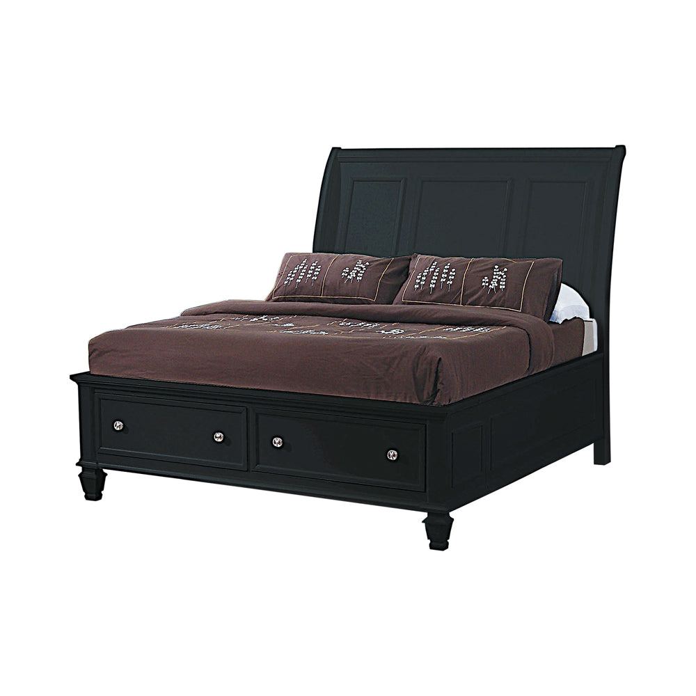 Sandy Decor Style & Color Motif Stately Design Beach Bed Eastern King Black Storage Sleigh