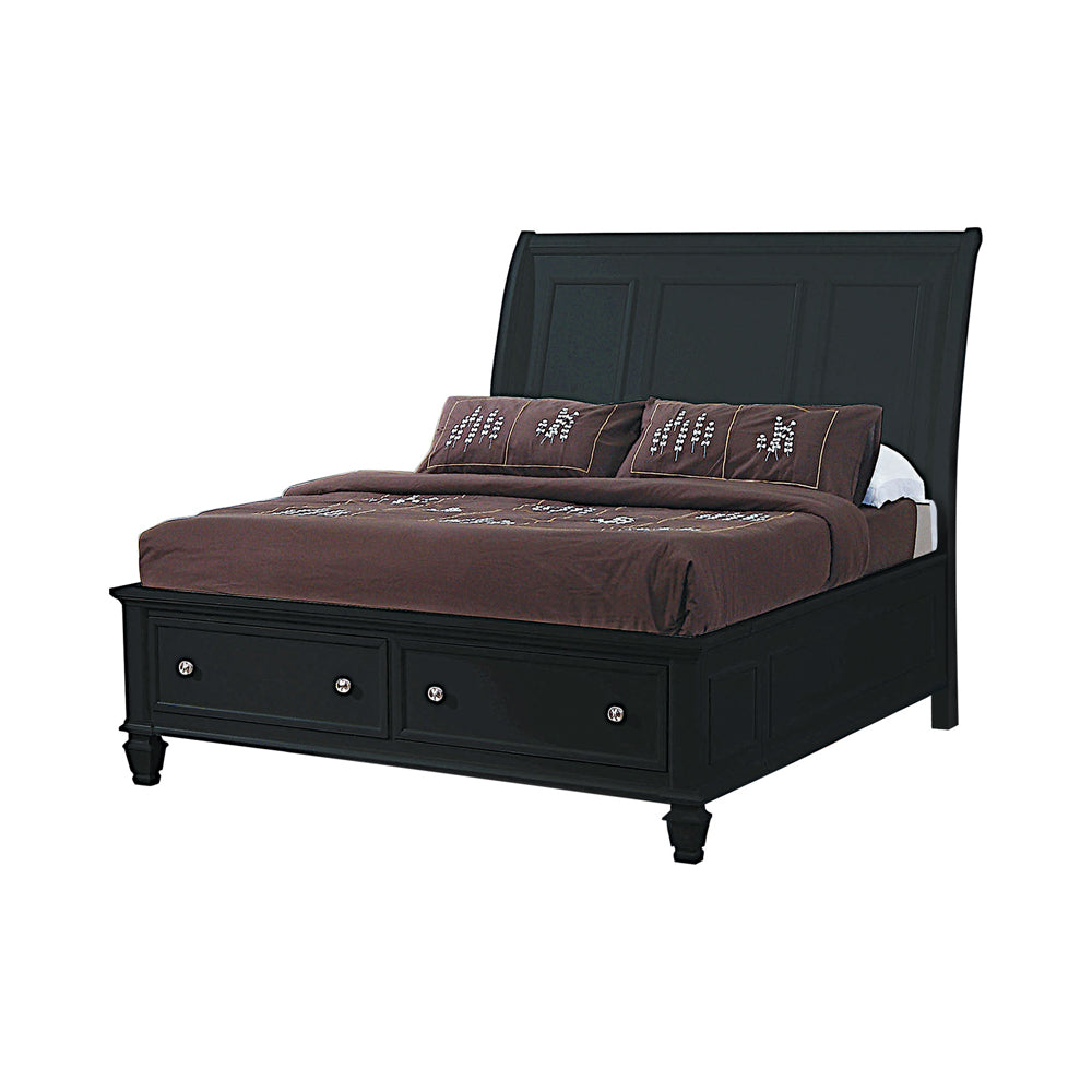 Sandy Decor Style & Color Motif Stately Design Beach Bed California King Black Storage Sleigh