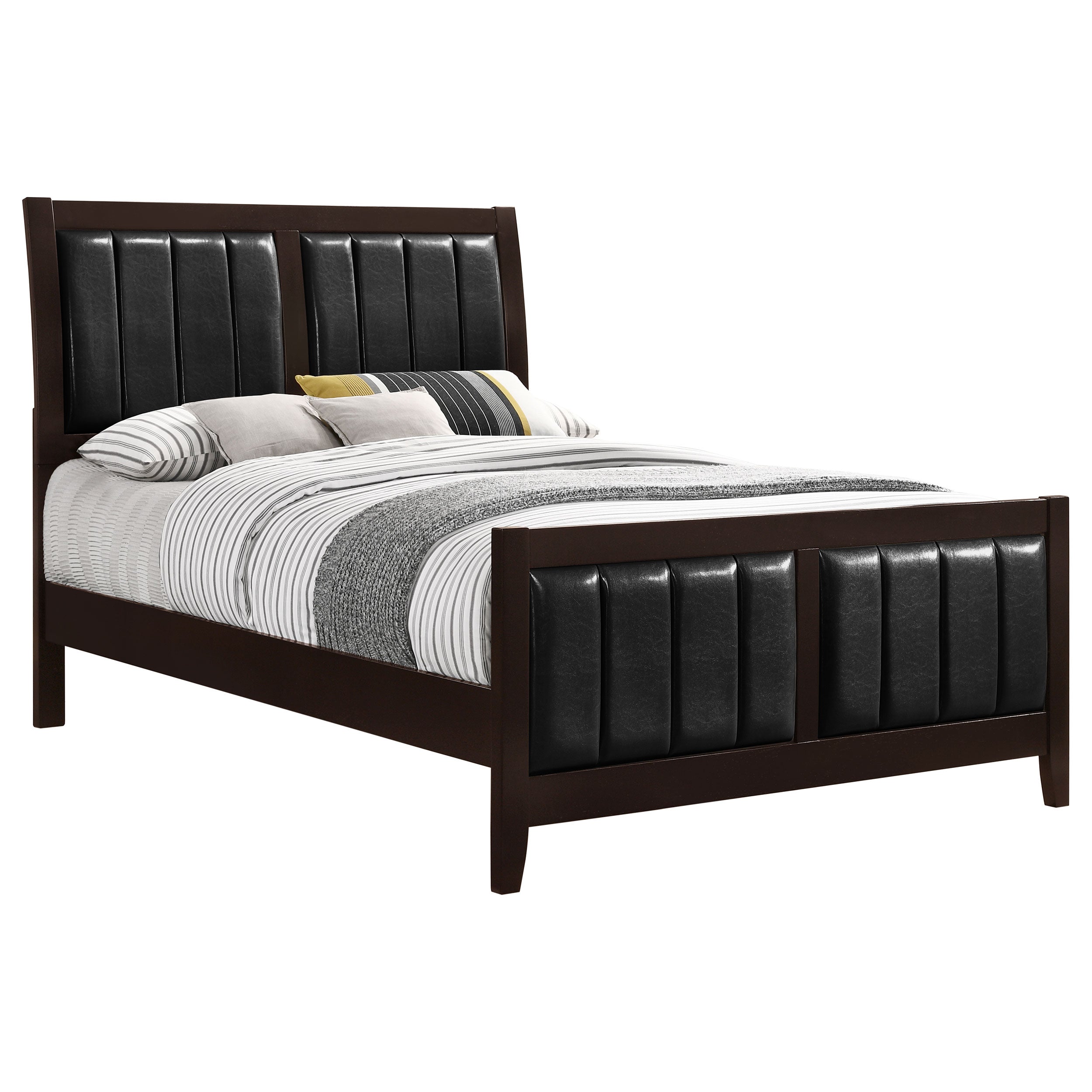 Carlton Upholstered Panel Bed Cappuccino and Black