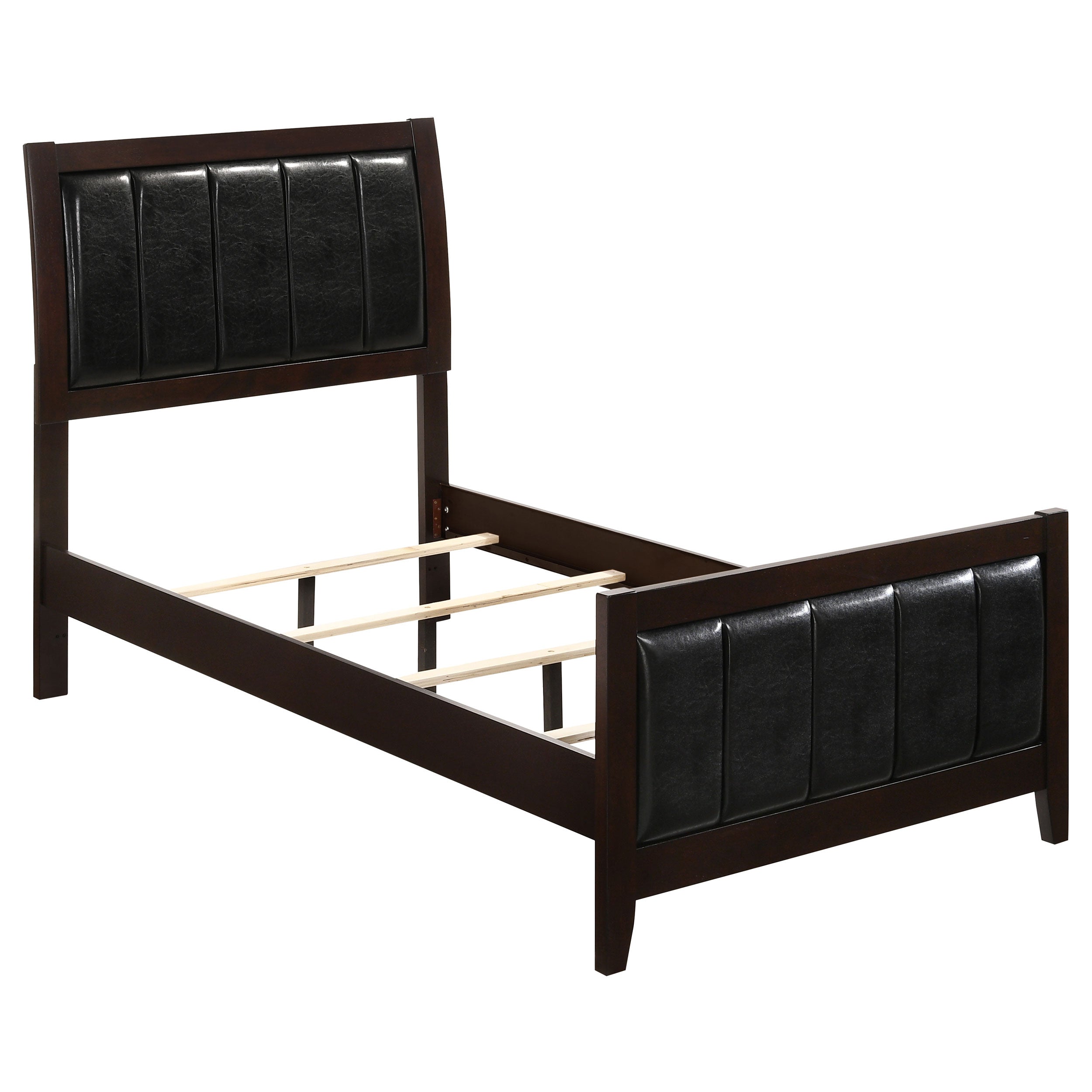 Carlton Upholstered Panel Bed Cappuccino and Black Twin