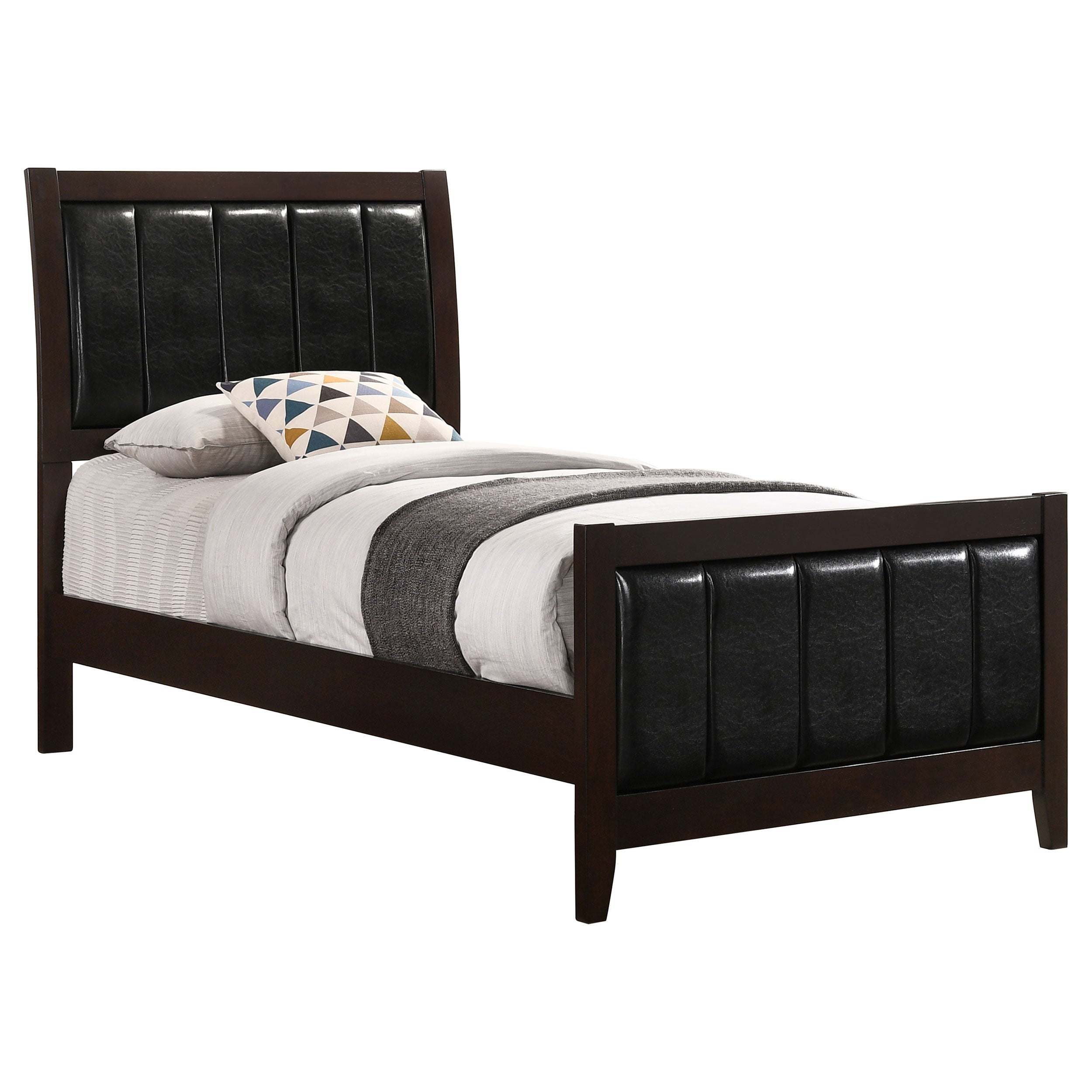 Carlton Upholstered Panel Bed Cappuccino and Black