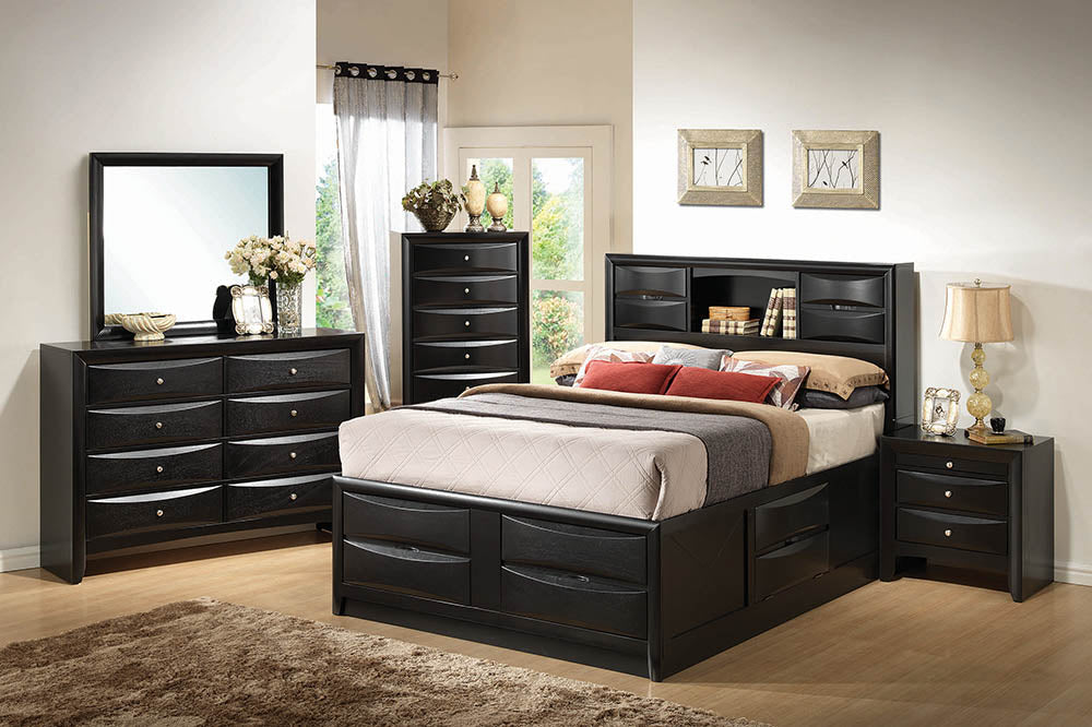 Briana Centerpiece Upholstered & Platform Bed Black