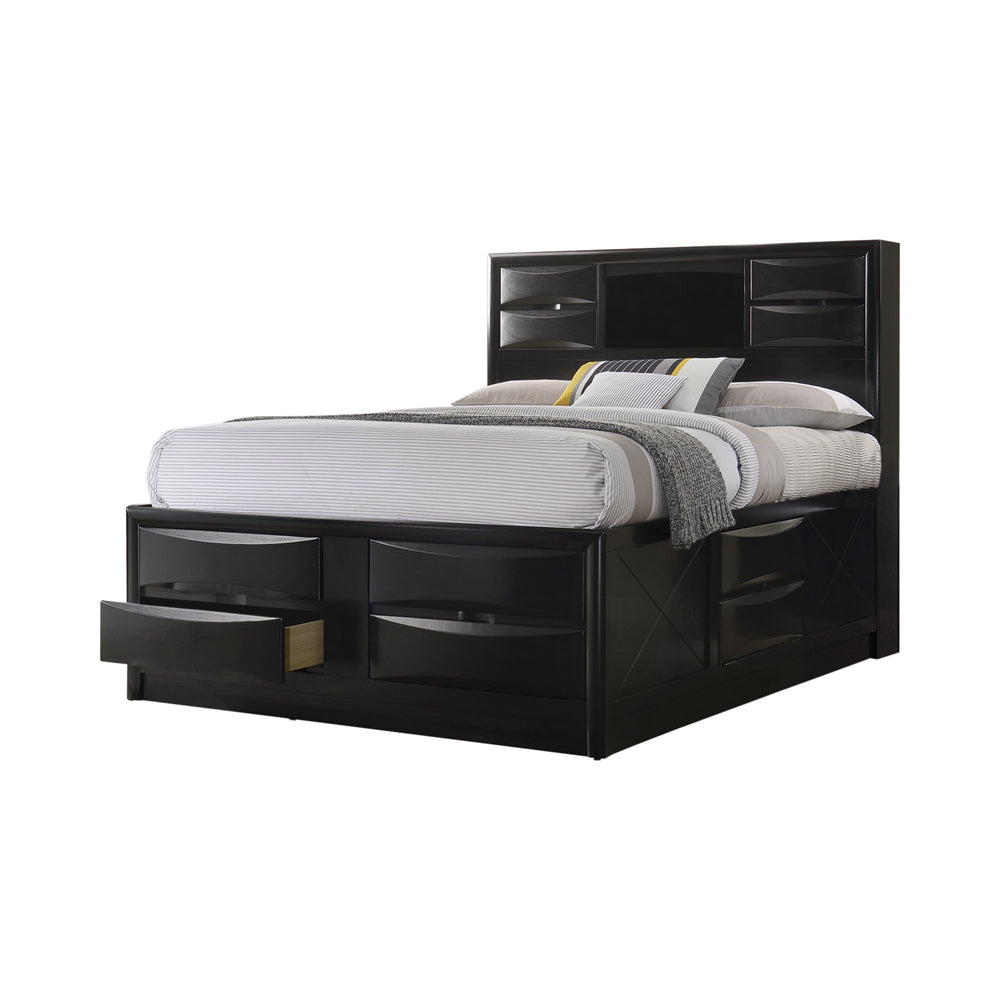 Briana Centerpiece Upholstered & Platform Bed Black Queen Platform Storage