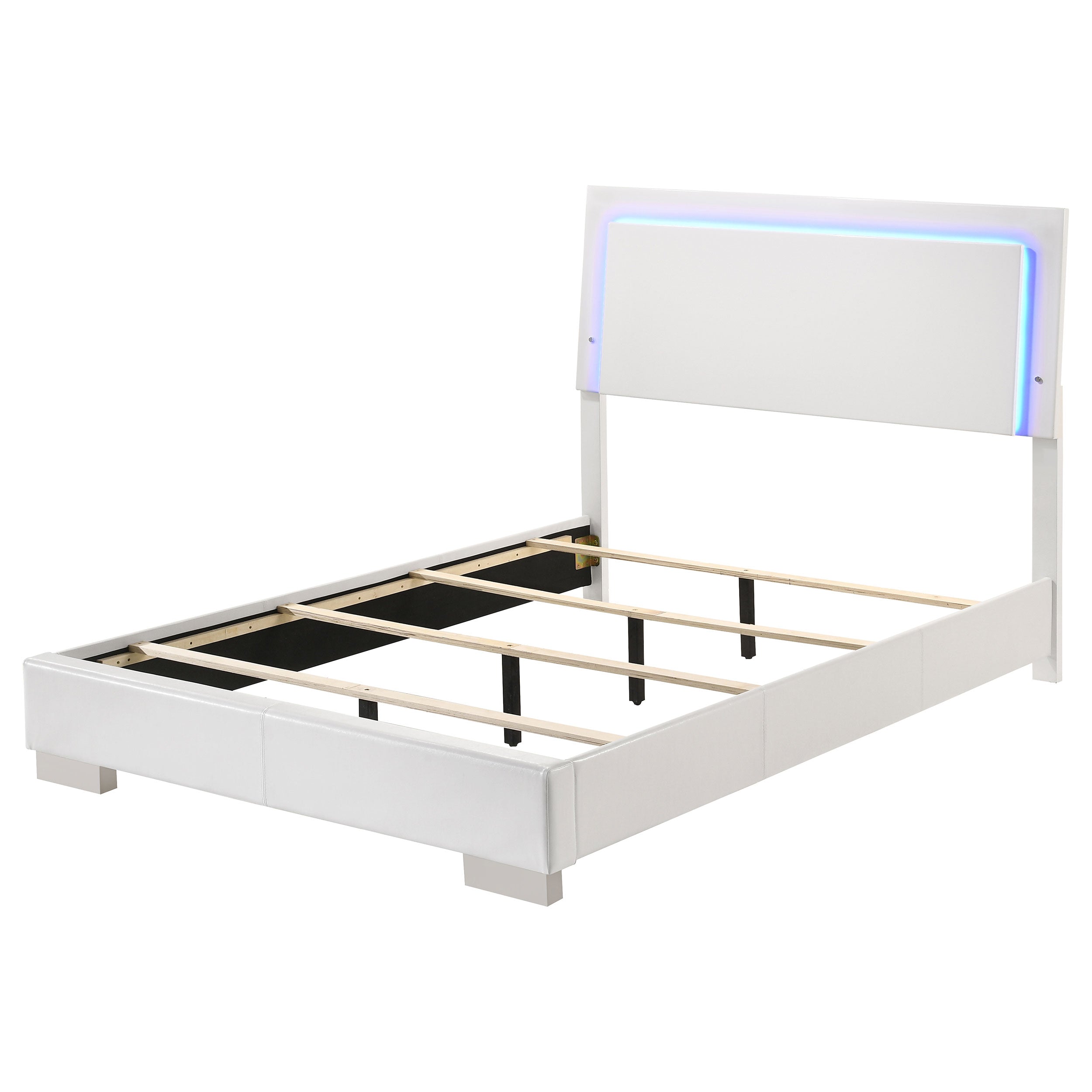 Felicity Modern Style Ultra-Glossy White Panel Bed