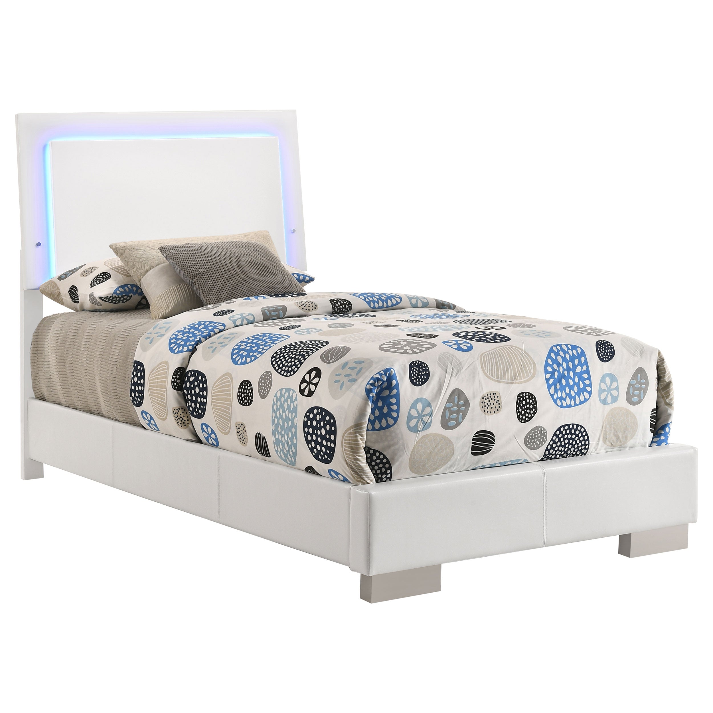 Felicity Modern Style Ultra-Glossy White Panel Bed