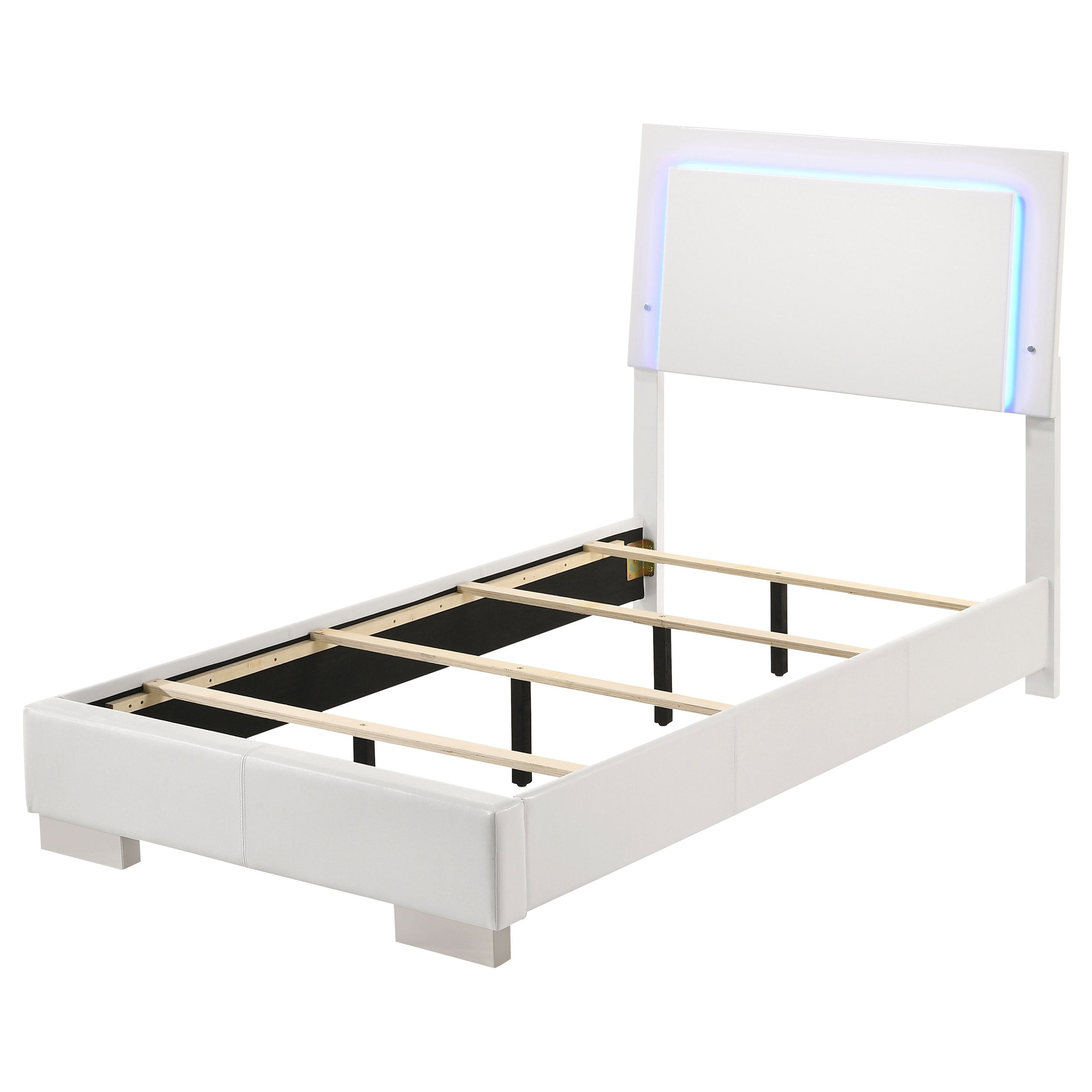 Felicity Modern Style Ultra-Glossy White Panel Bed