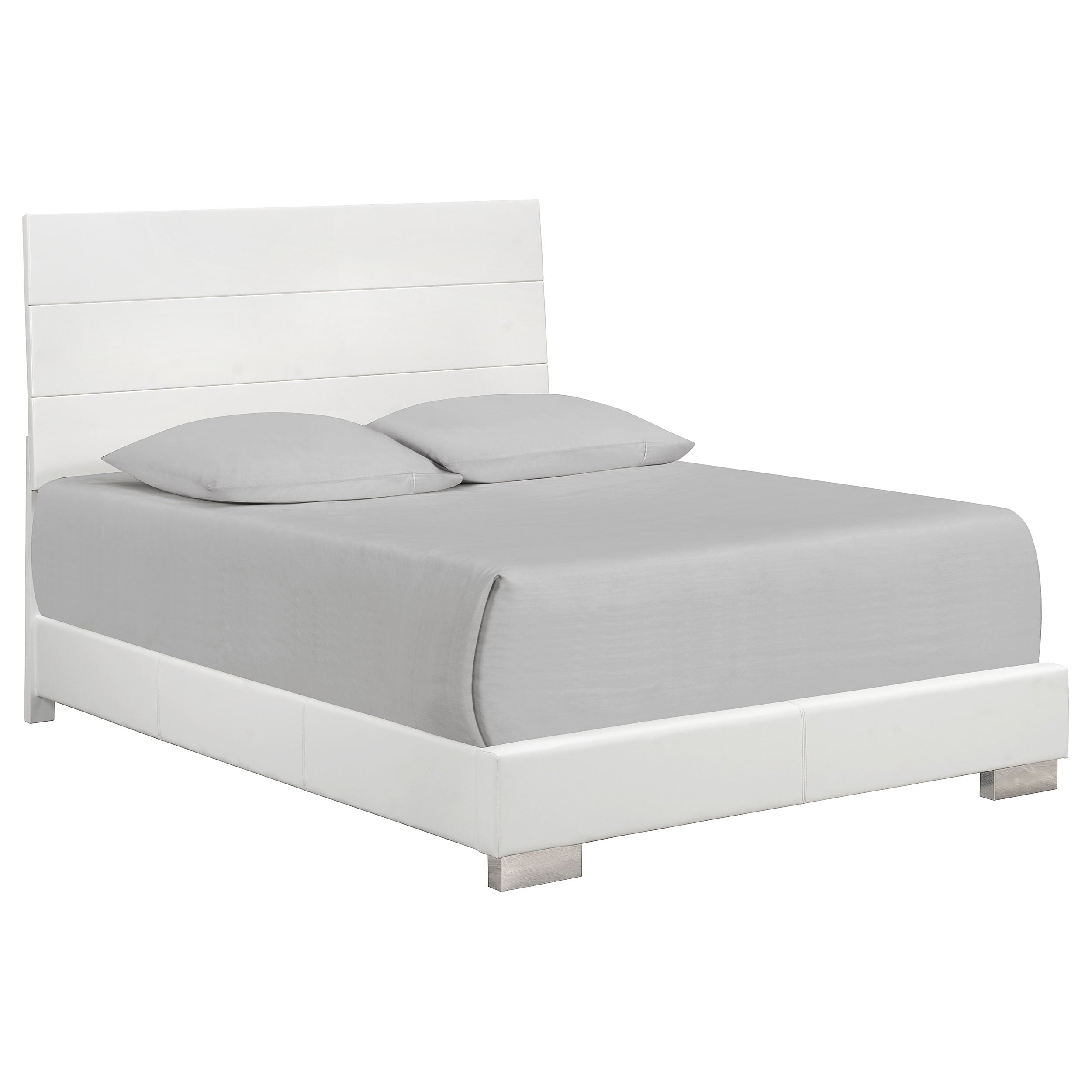 Felicity Modern Style Ultra-Glossy White Panel Bed Eastern King Without LED Lighting