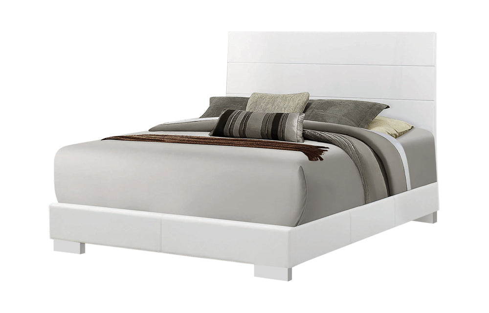 Felicity Modern Style Ultra-Glossy White Panel Bed California King Without LED Lighting