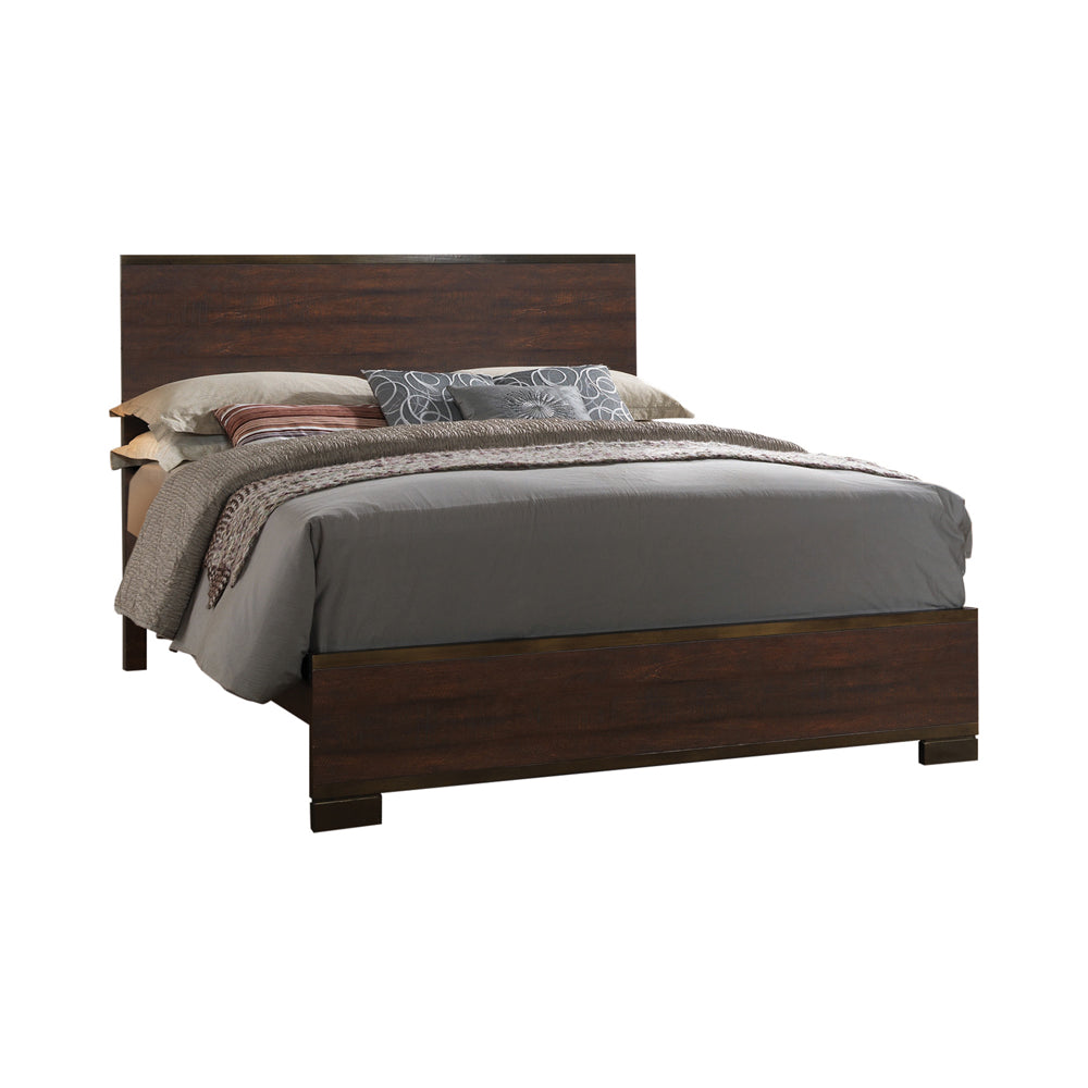 Edmonton Industrial-Inspired Look Panel Bed Rustic Tobacco Eastern King