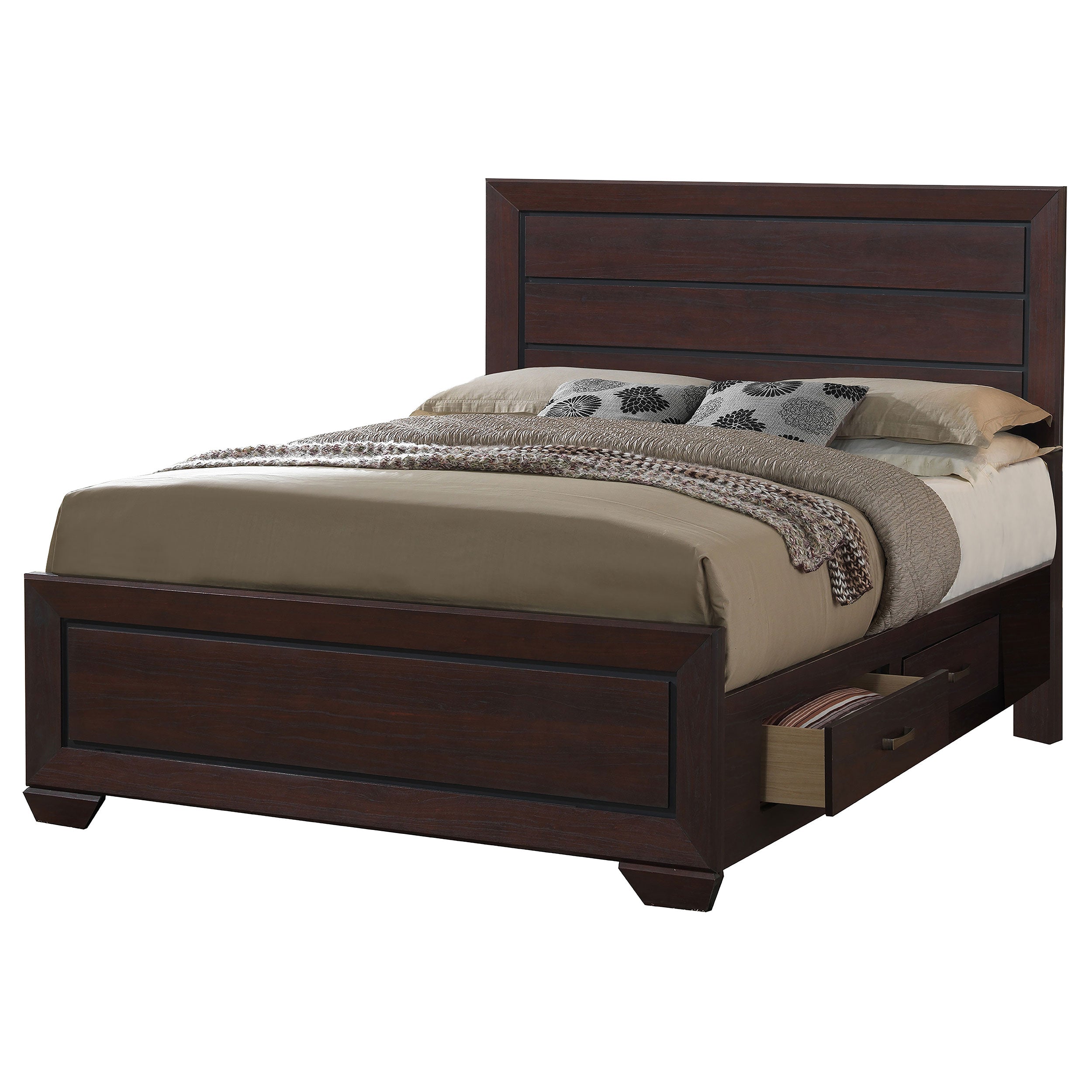 Kauffman Rustic Charm & sophisticatedSLook Bed Eastern King Dark Cocoa Storage