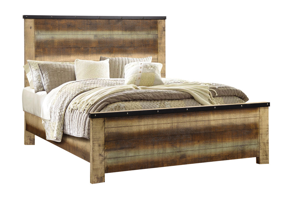 Sembene Exquisitely Crafted with Clean, Crisp Lines Panel Bed Antique Multi-color Eastern King