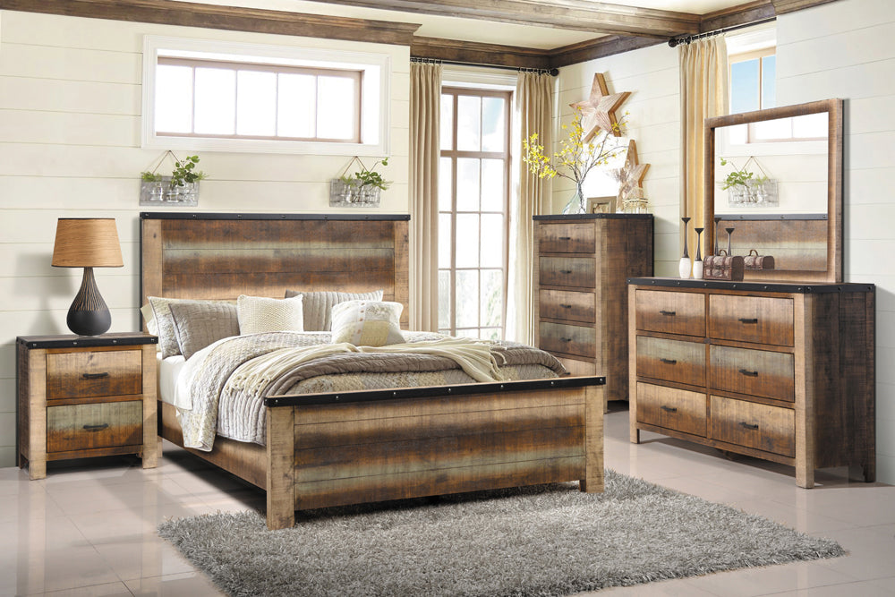 Sembene Exquisitely Crafted with Clean, Crisp Lines Panel Bed Antique Multi-color