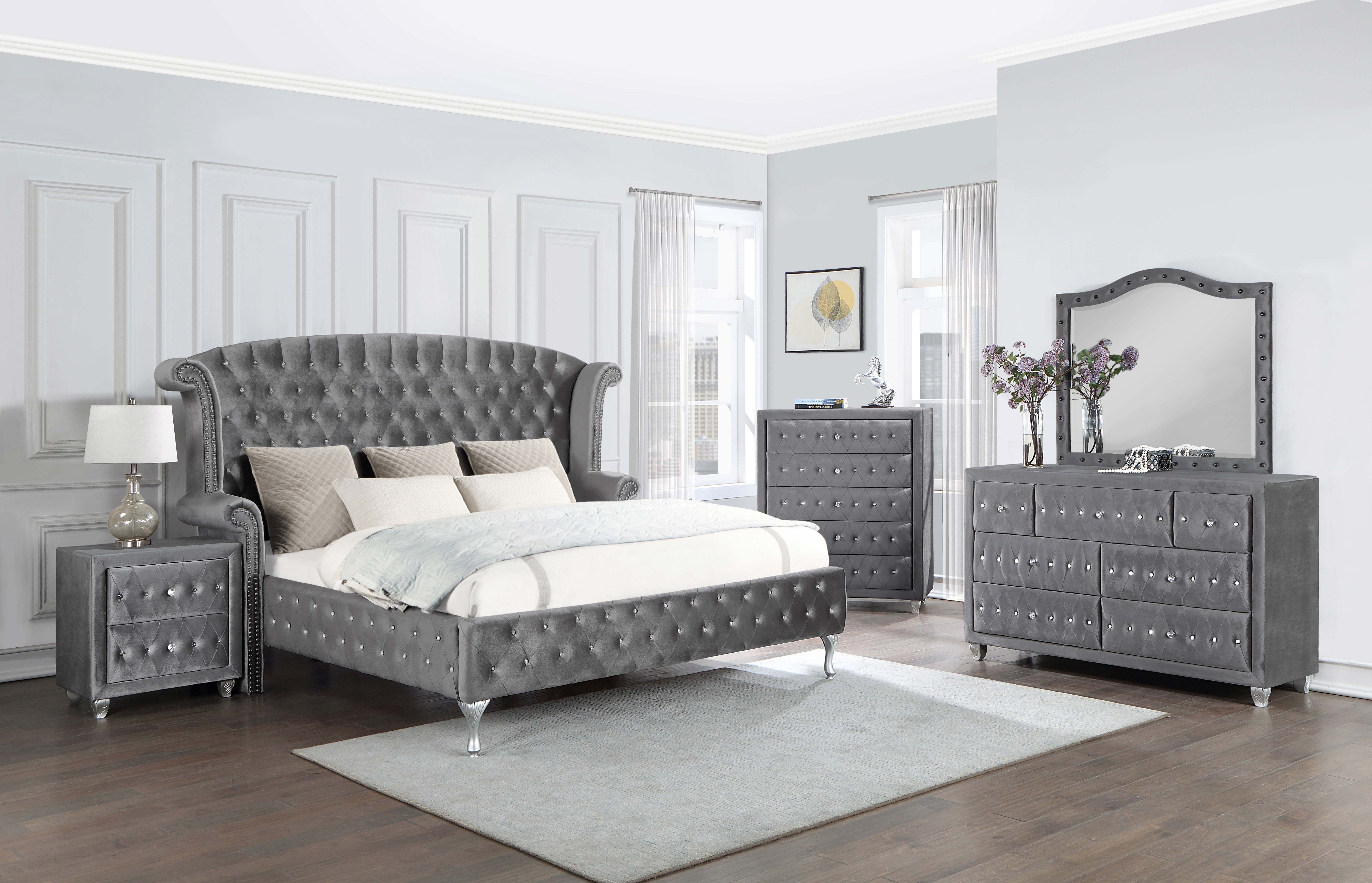 Deanna Wingback Style Tufted Upholstered Bed