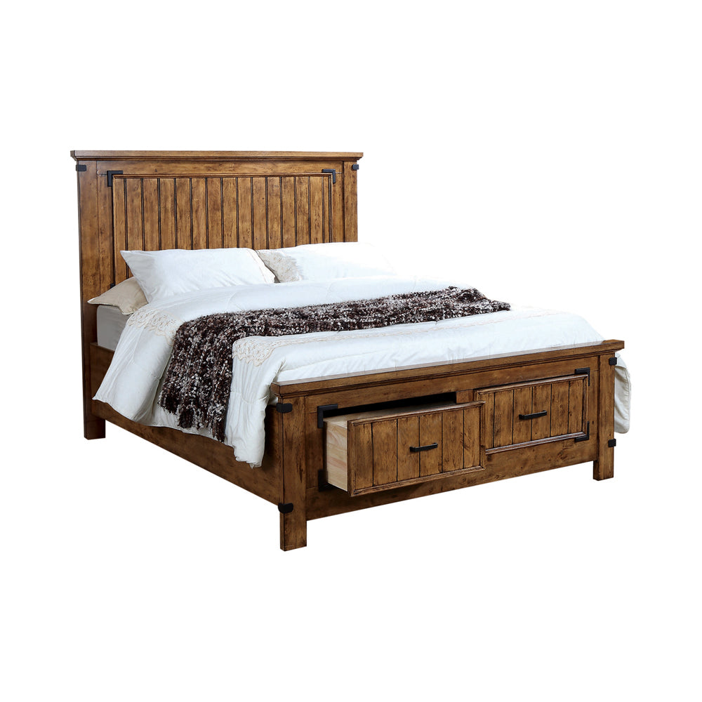 Brenner Collection Countryside Bed Rustic Honey California King Storage