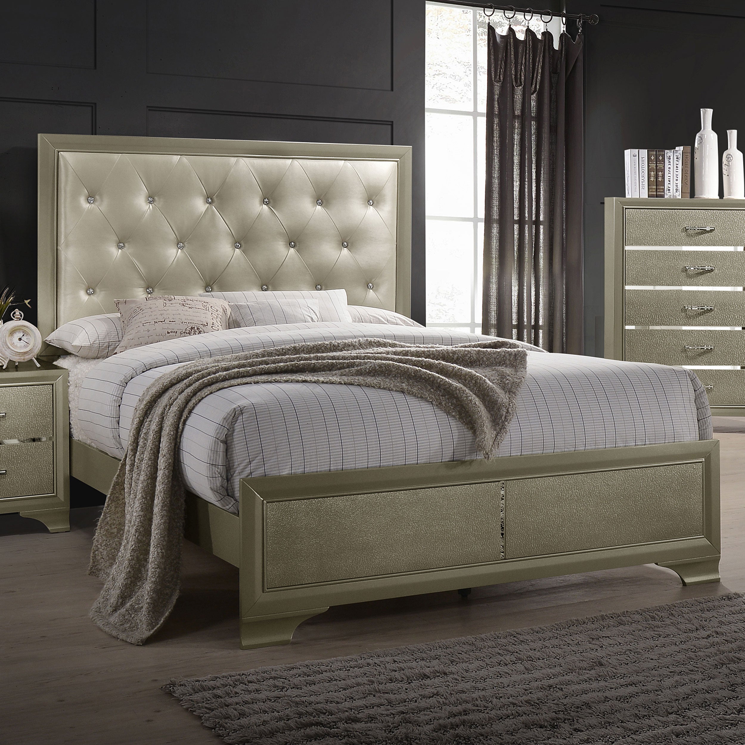 Beaumont Upholstered Majestic Bed Champagne