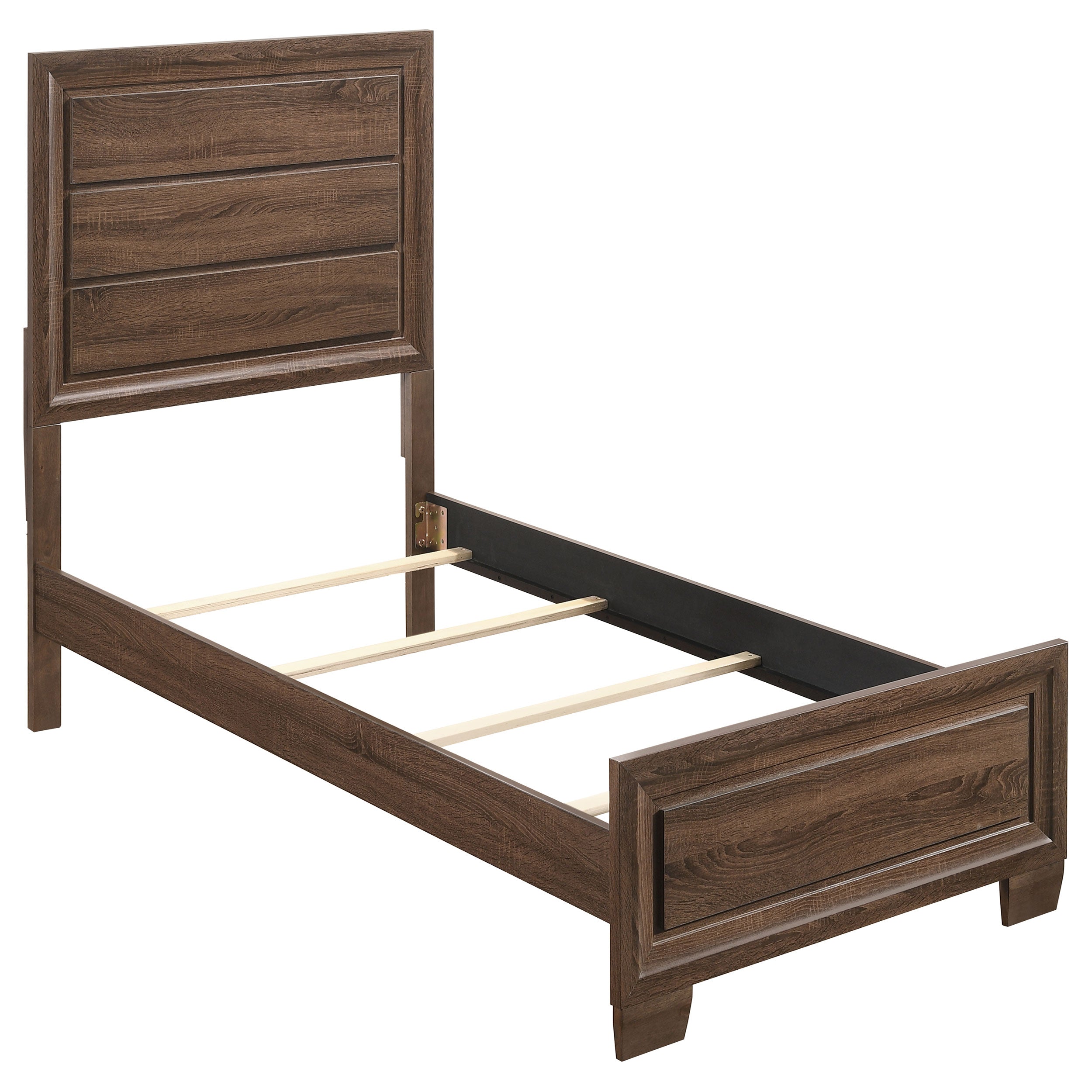 Brandon Transitional Style Panel Bed Medium Warm Brown Twin