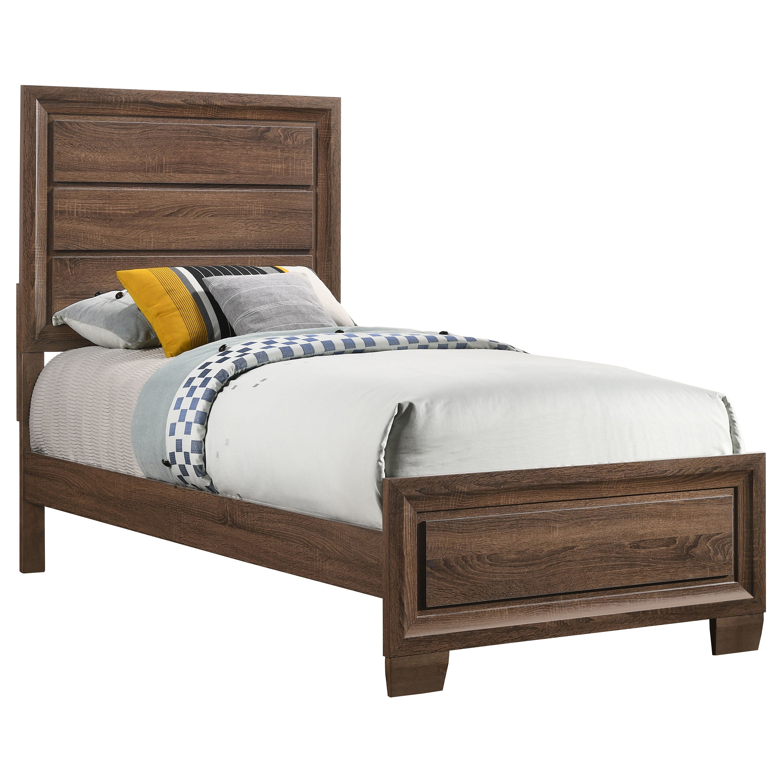 Brandon Transitional Style Panel Bed Medium Warm Brown