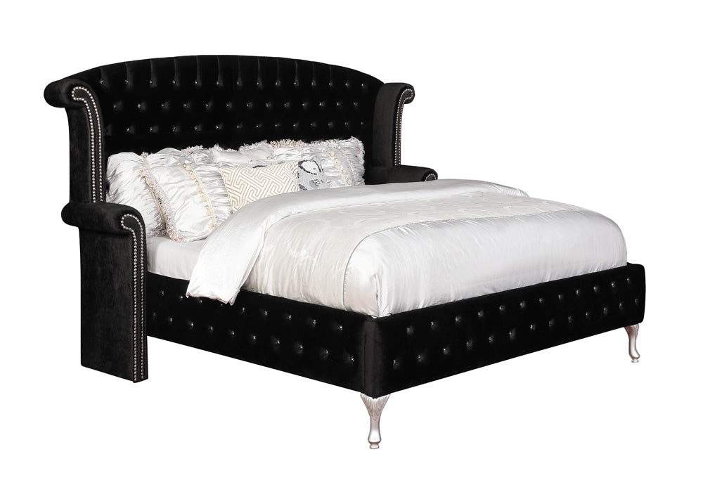 Deanna Wingback Style Tufted Upholstered Bed California King Black