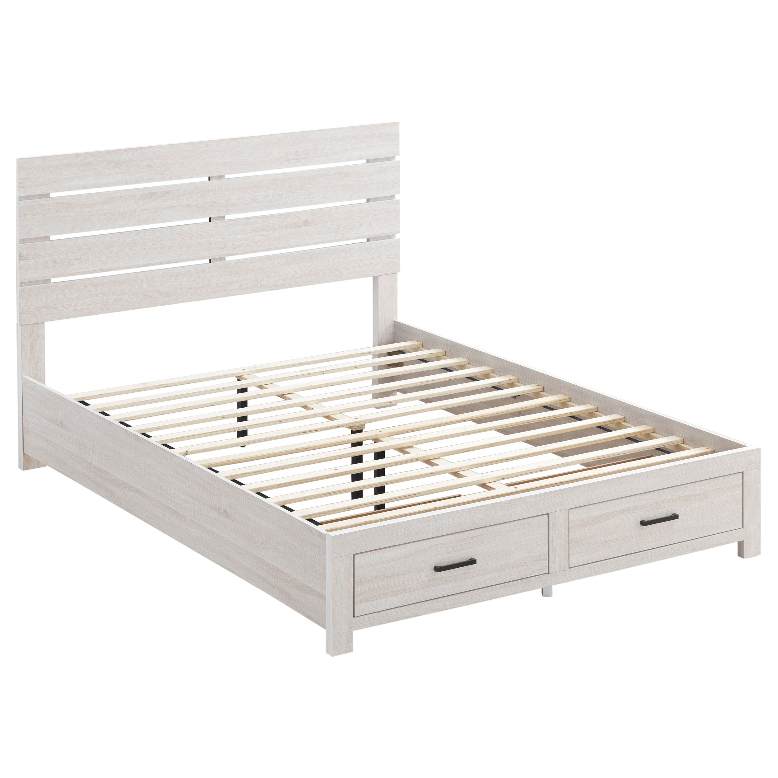 Brantford Plank-Style Headboard Bed Eastern King Coastal White Storage