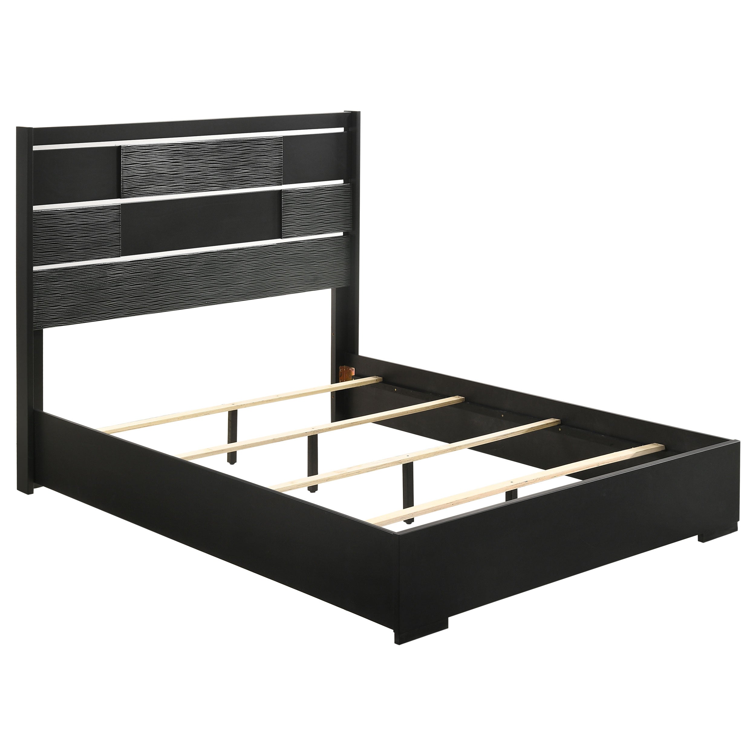 Blacktoft Gleaming Chrome Panel Bed Black Eastern King Panel