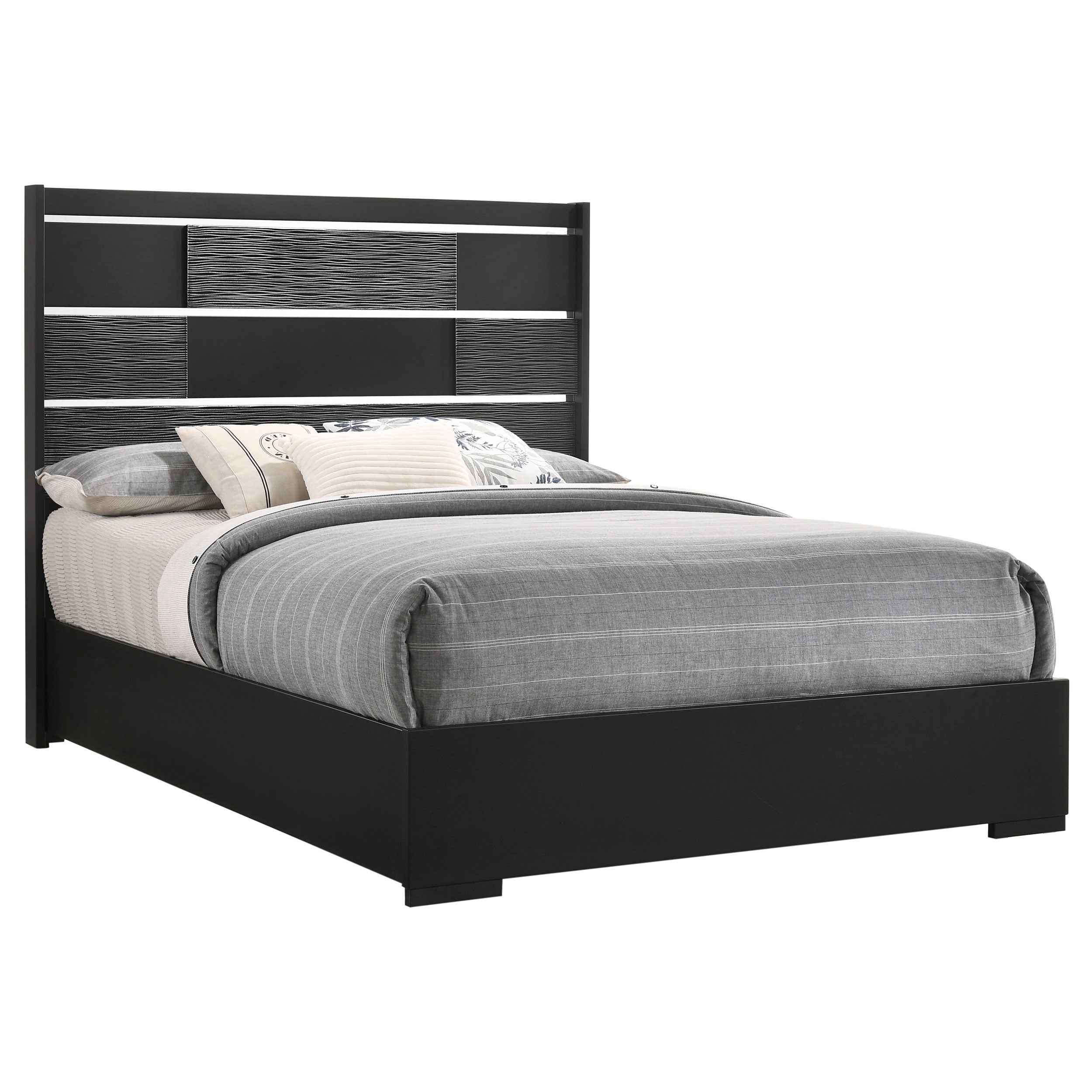 Blacktoft Gleaming Chrome Panel Bed Black