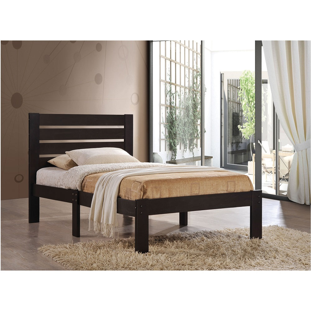 Corman Wooden Slatted Headboard Bed Full Espresso