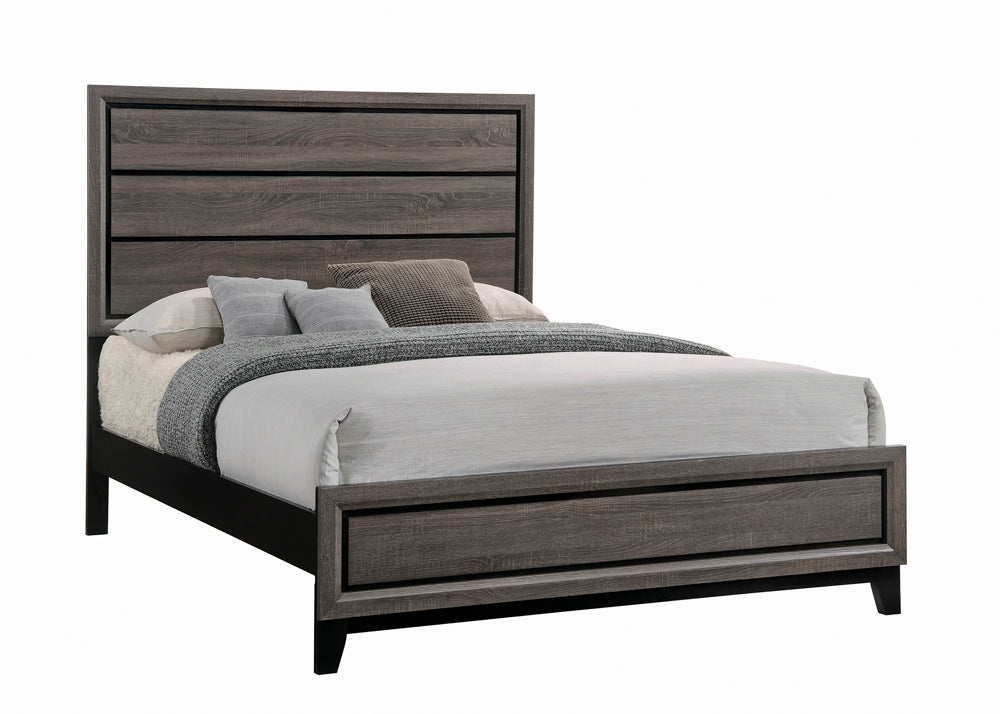 Watson Tasteful Style Panel Bed Grey Oak and Black Eastern King