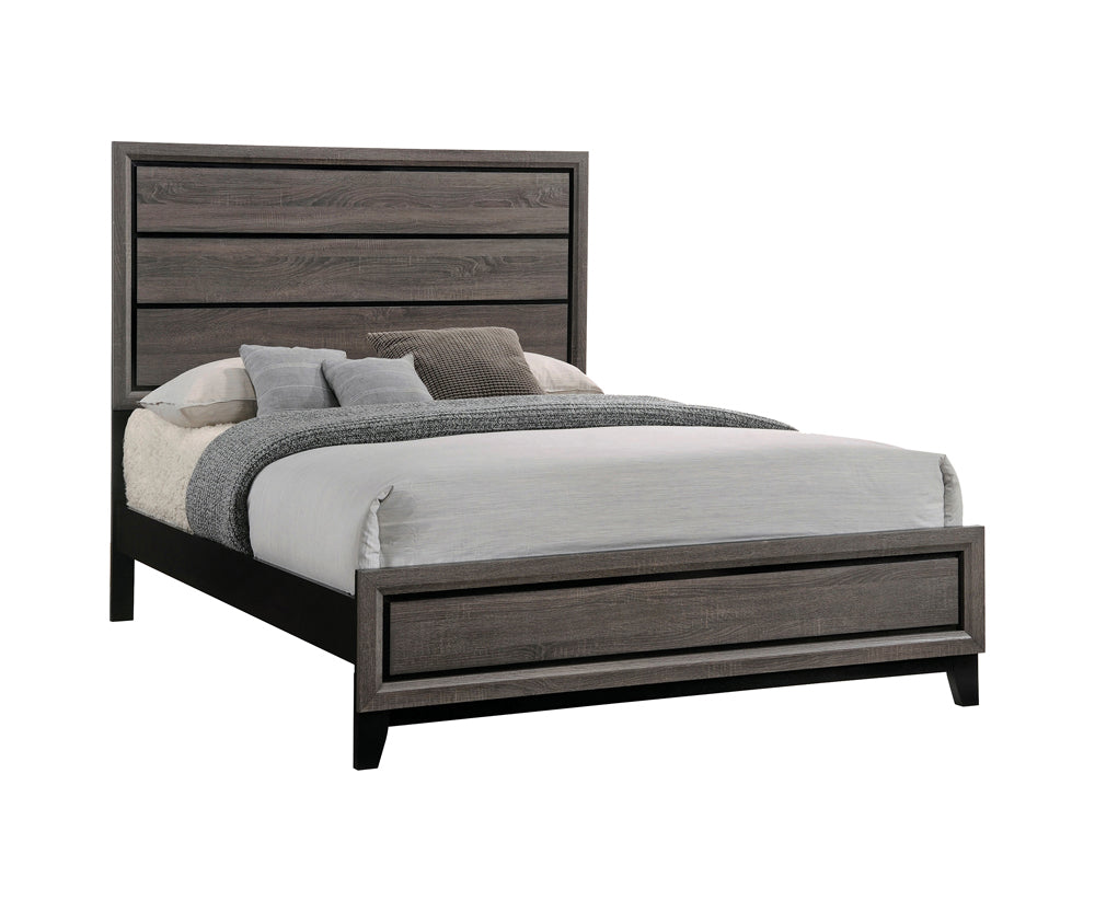 Watson Tasteful Style Panel Bed Grey Oak and Black California King