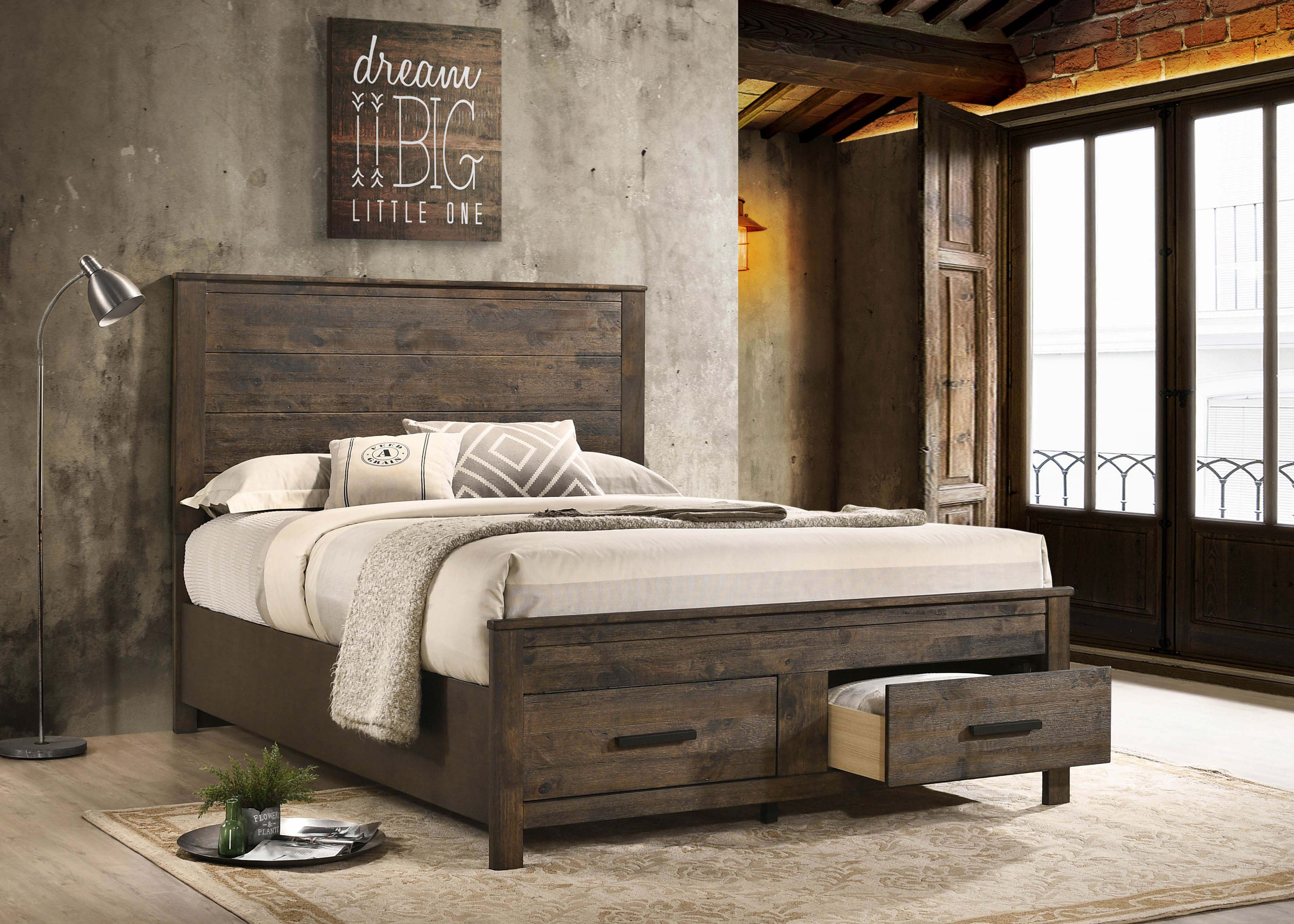 Woodmont Storage Bed Rustic Golden Brown