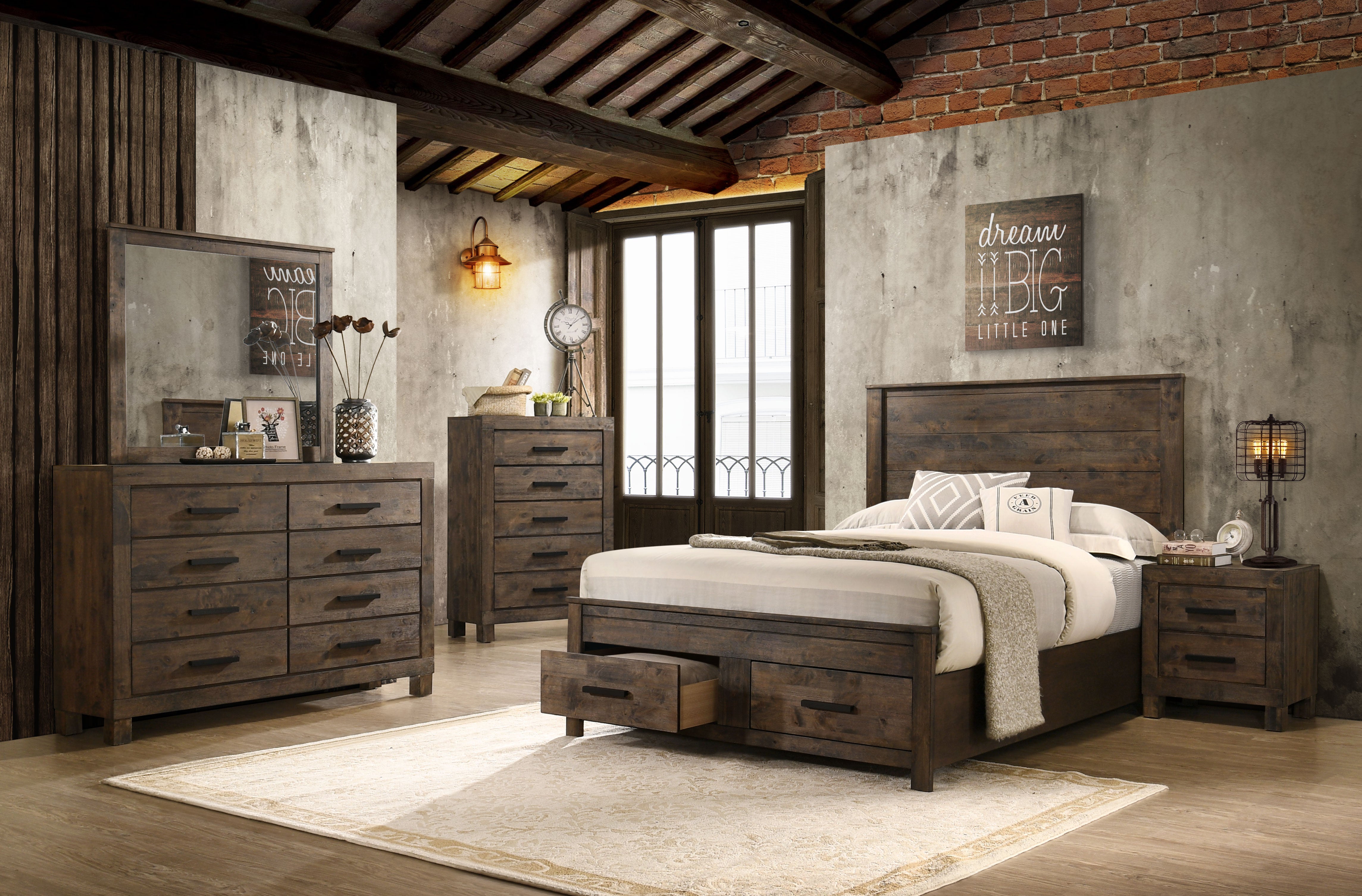 Woodmont Storage Bed Rustic Golden Brown