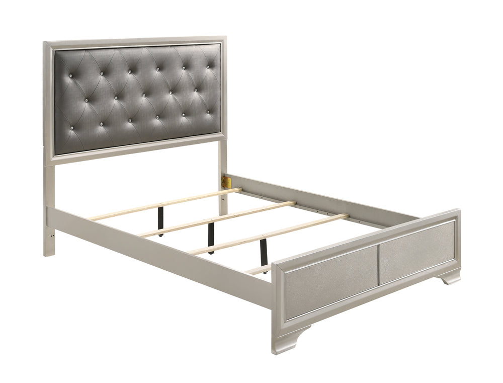 Salford Glamorous Haven Panel Bed Metallic Sterling and Charcoal Grey