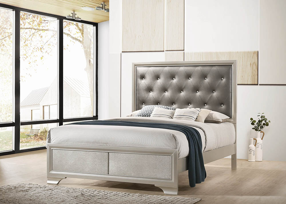 Salford Glamorous Haven Panel Bed Metallic Sterling and Charcoal Grey