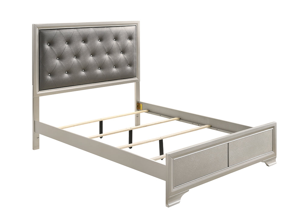 Salford Glamorous Haven Panel Bed Metallic Sterling and Charcoal Grey