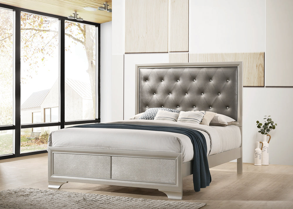 Salford Glamorous Haven Panel Bed Metallic Sterling and Charcoal Grey